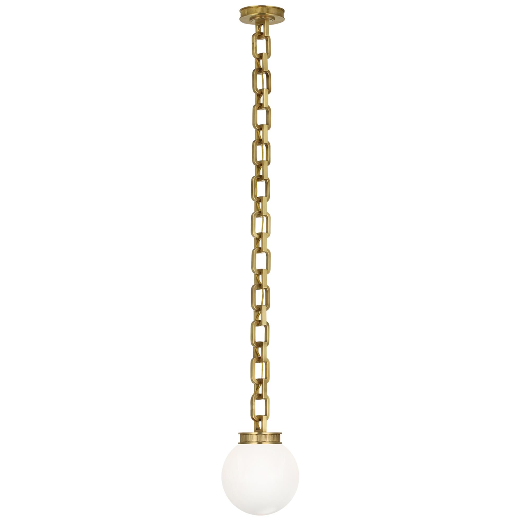 Shown in Soft Brass finish and White glass
