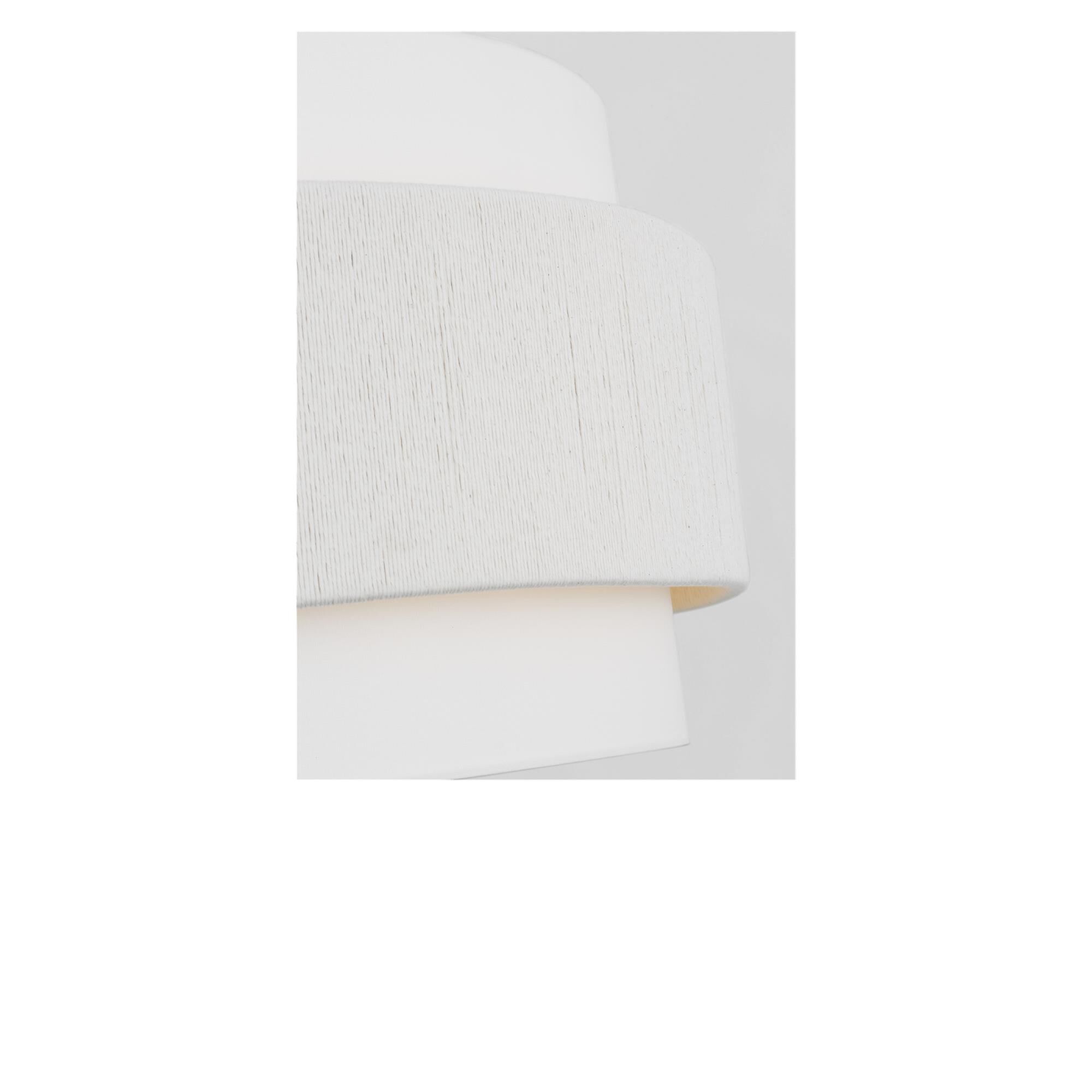 Shown in Aged Iron finish and White Linen Fabric shade