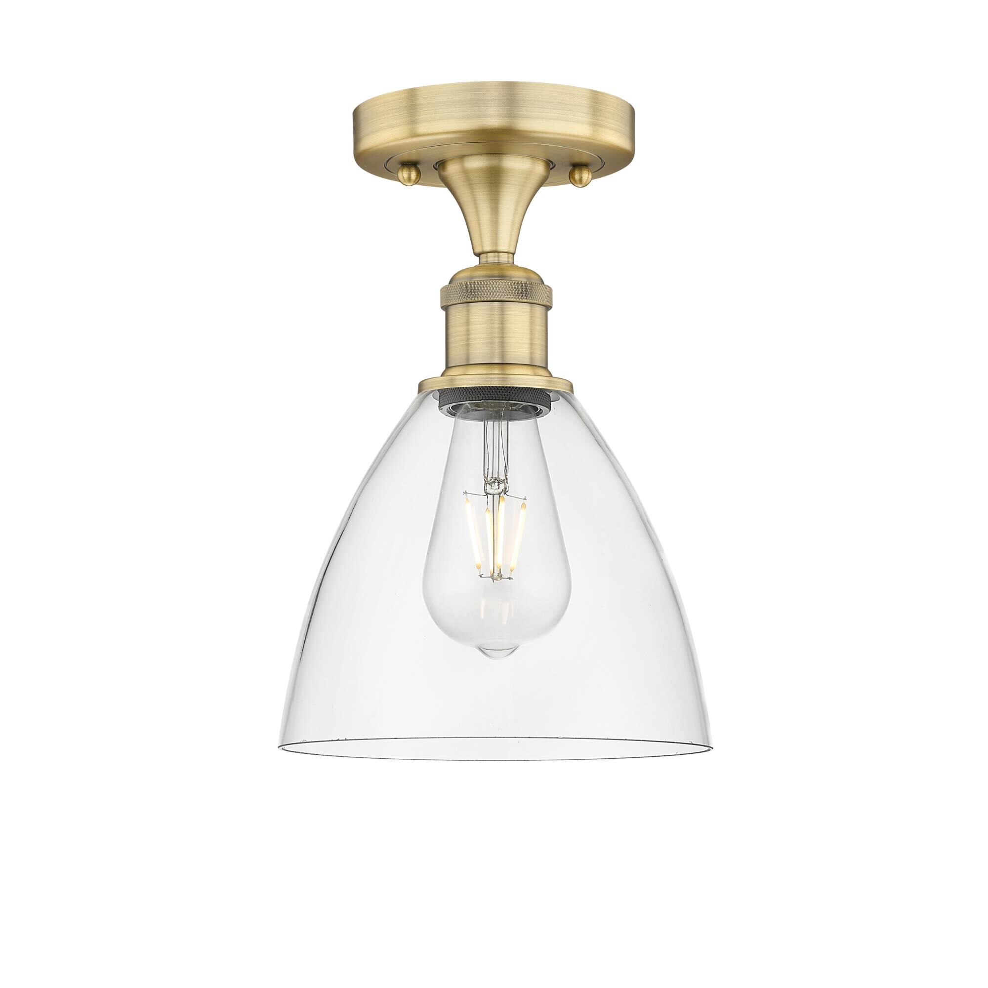 Shown in Brushed Brass finish and Clear glass