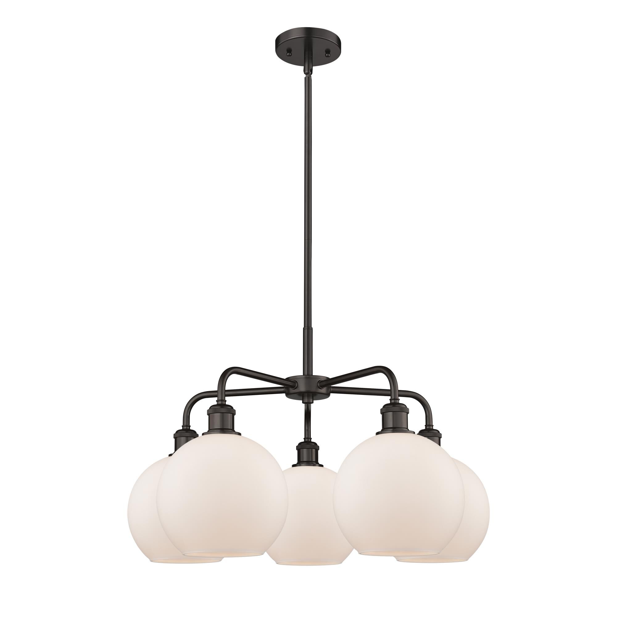 Shown in Oil Rubbed Bronze finish and Matte White glass