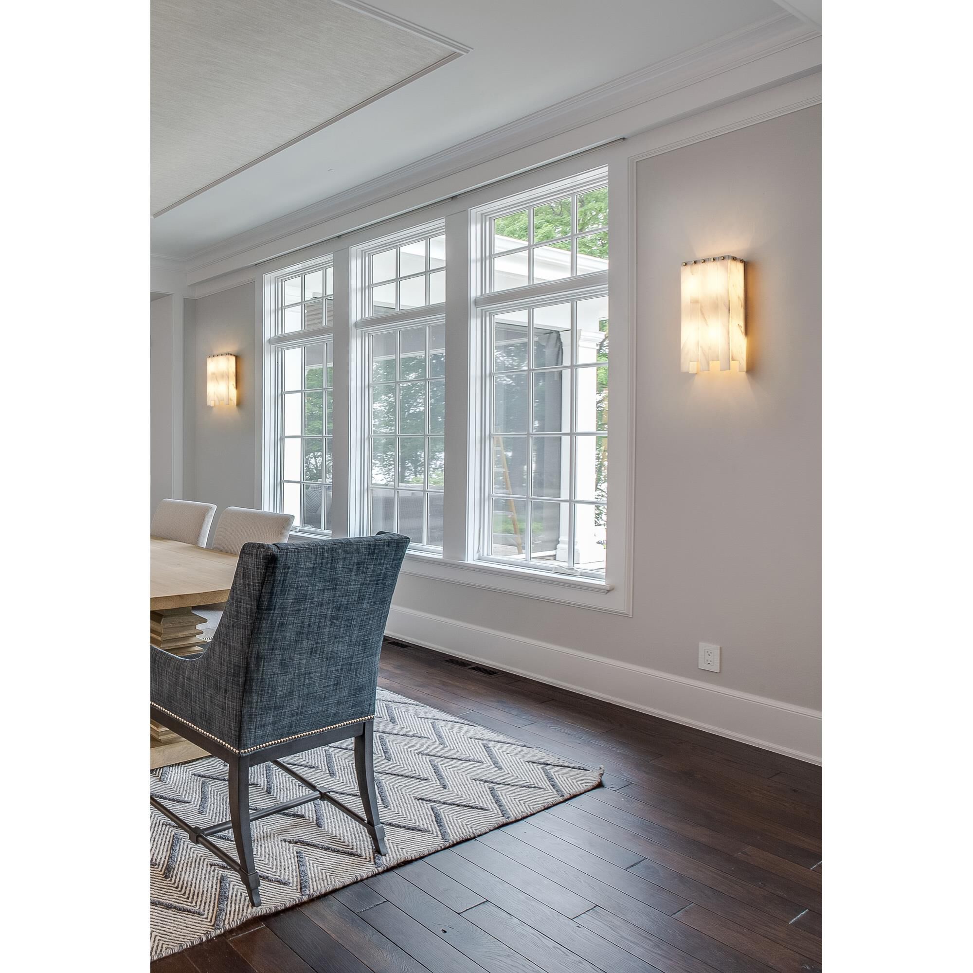 Shown in Rubbed Brass finish and Alabaster Resin shade