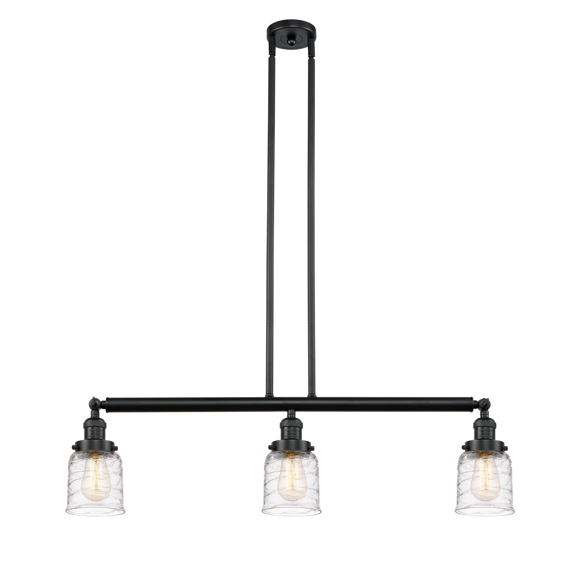 Shown in Matte Black finish and Clear Deco Swirl glass