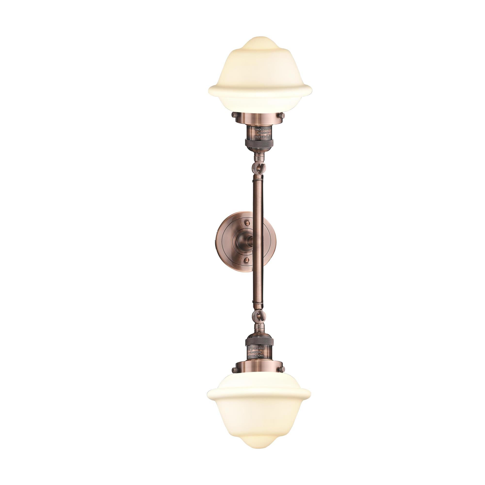 Shown in Antique Copper finish and Matte White Cased glass