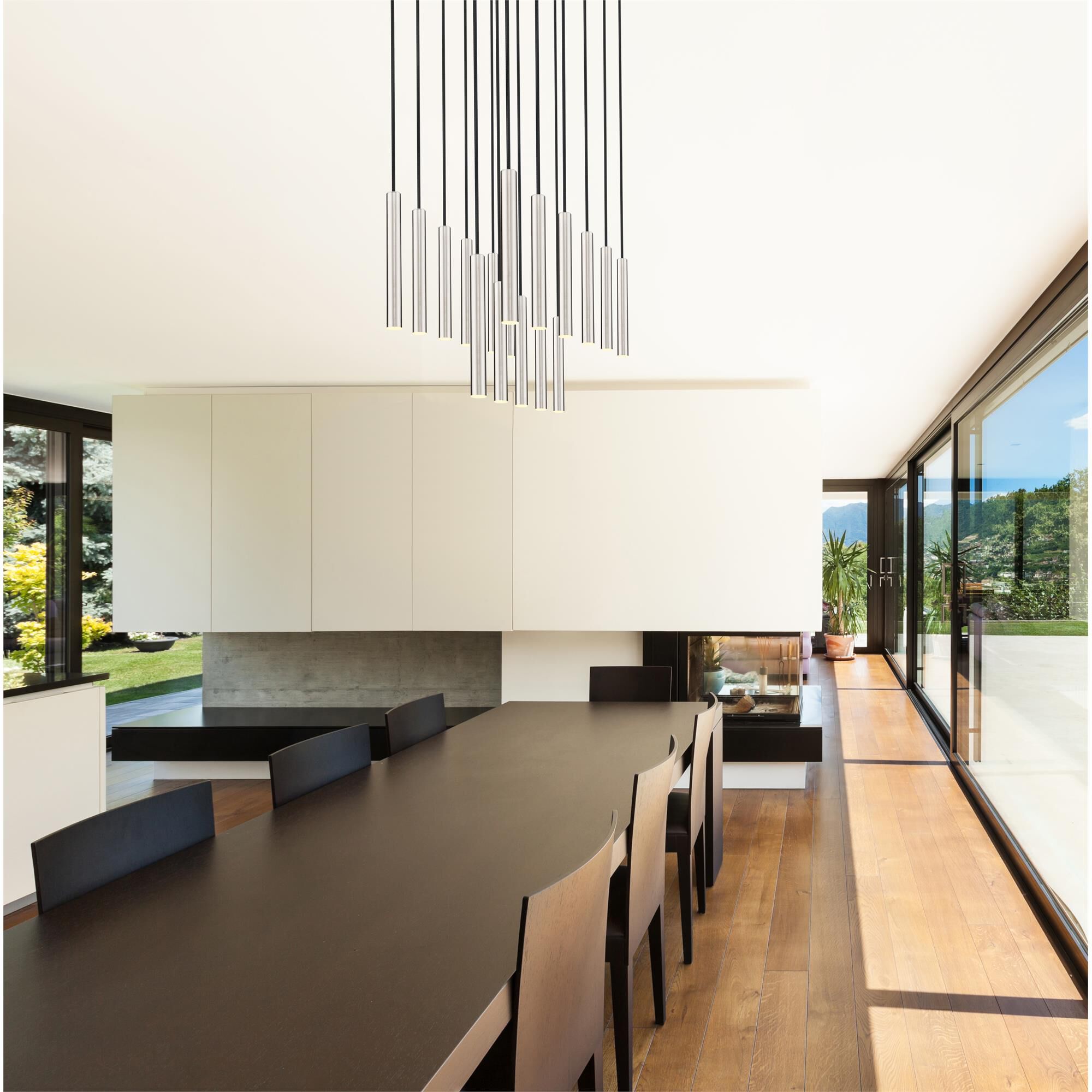 Shown in Brushed Nickel finish and Brushed Nickel glass and Brushed Nickel shade
