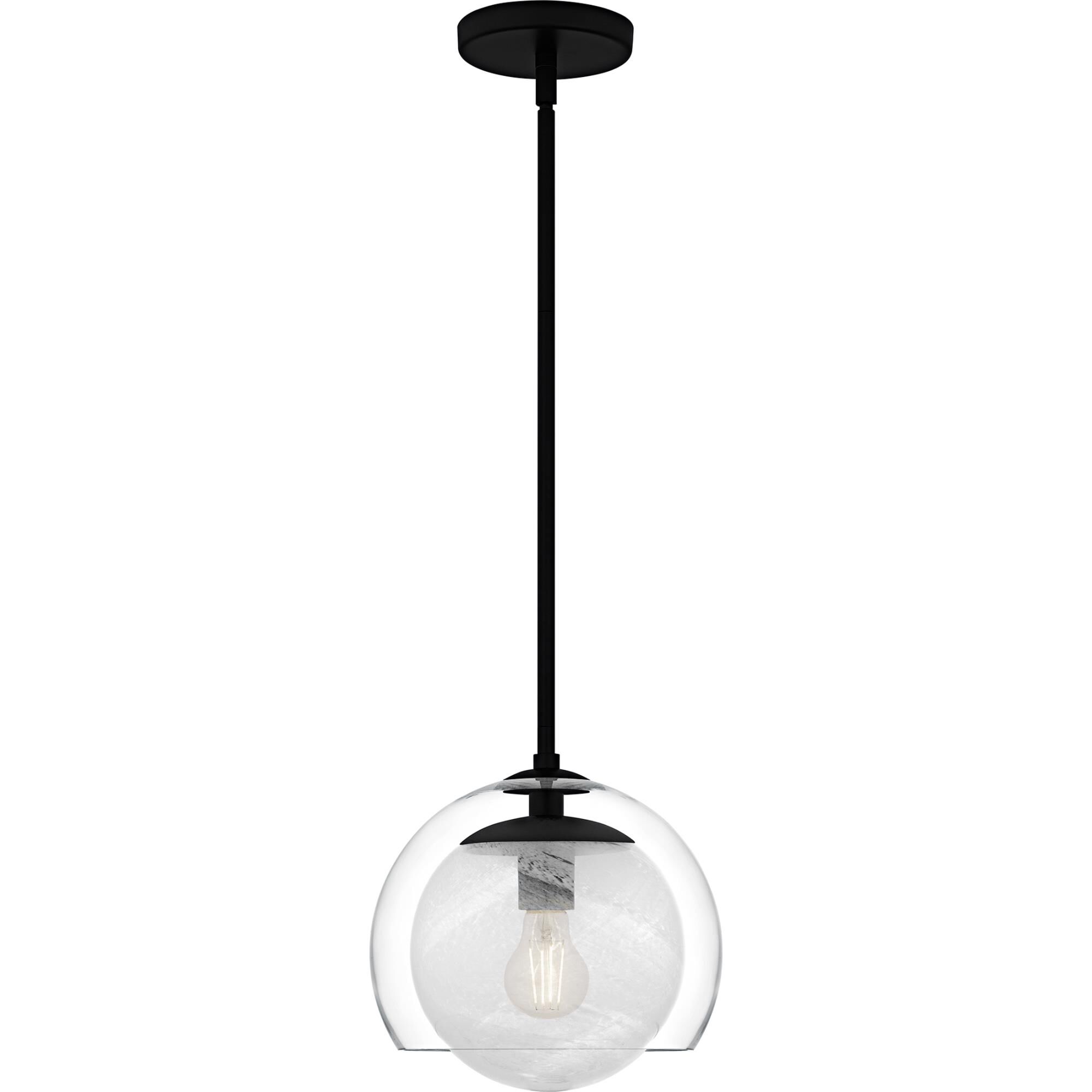 Shown in Matte Black finish and Clear Glass With Cloud Glass Inside, Clear Glass Outside shade