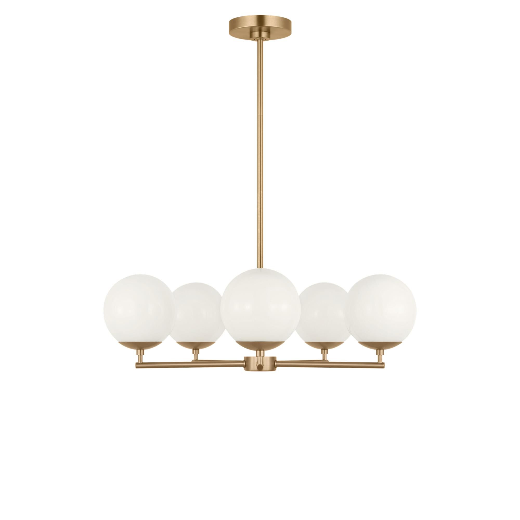 Shown in Satin Brass finish and Clear White glass