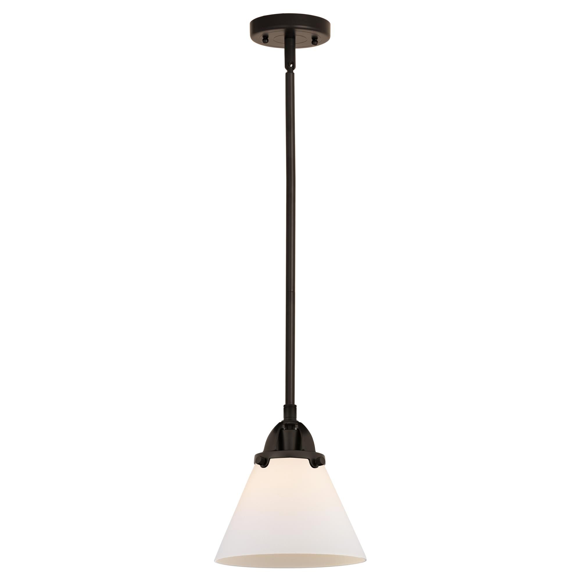 Shown in Oil Rubbed Bronze finish and Matte White Cased Large Cone glass and No Shade shade