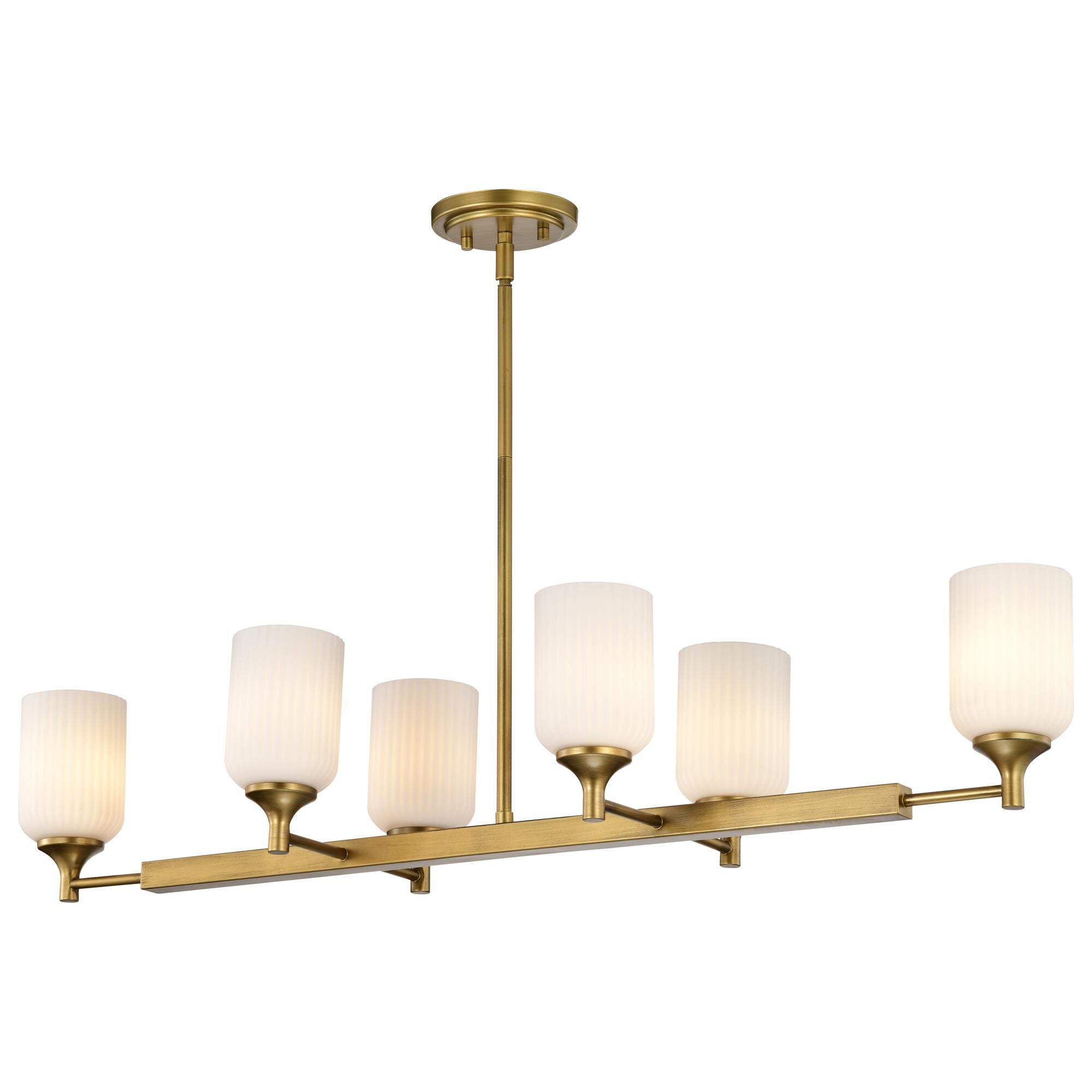 Shown in Natural Brass finish and Frosted Ribbed glass
