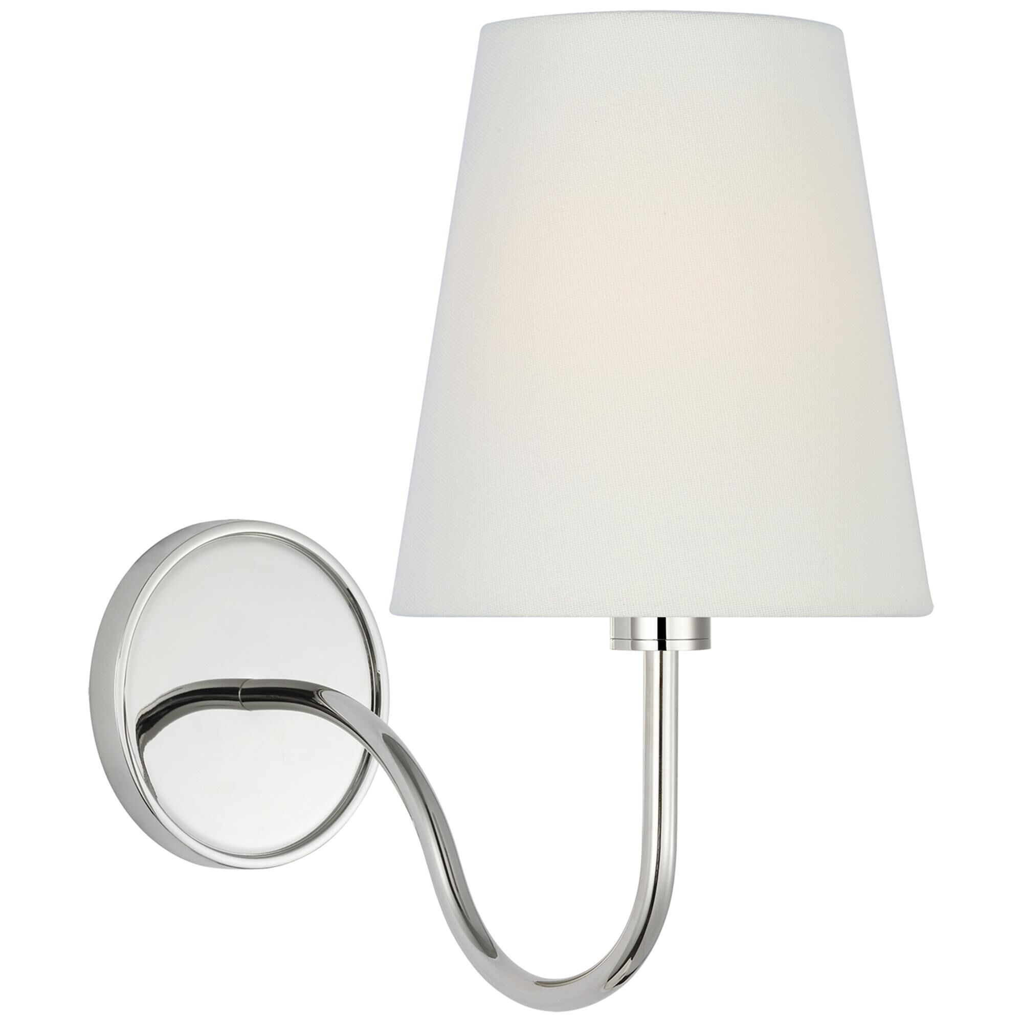 Shown in Polished Nickel finish and Linen shade