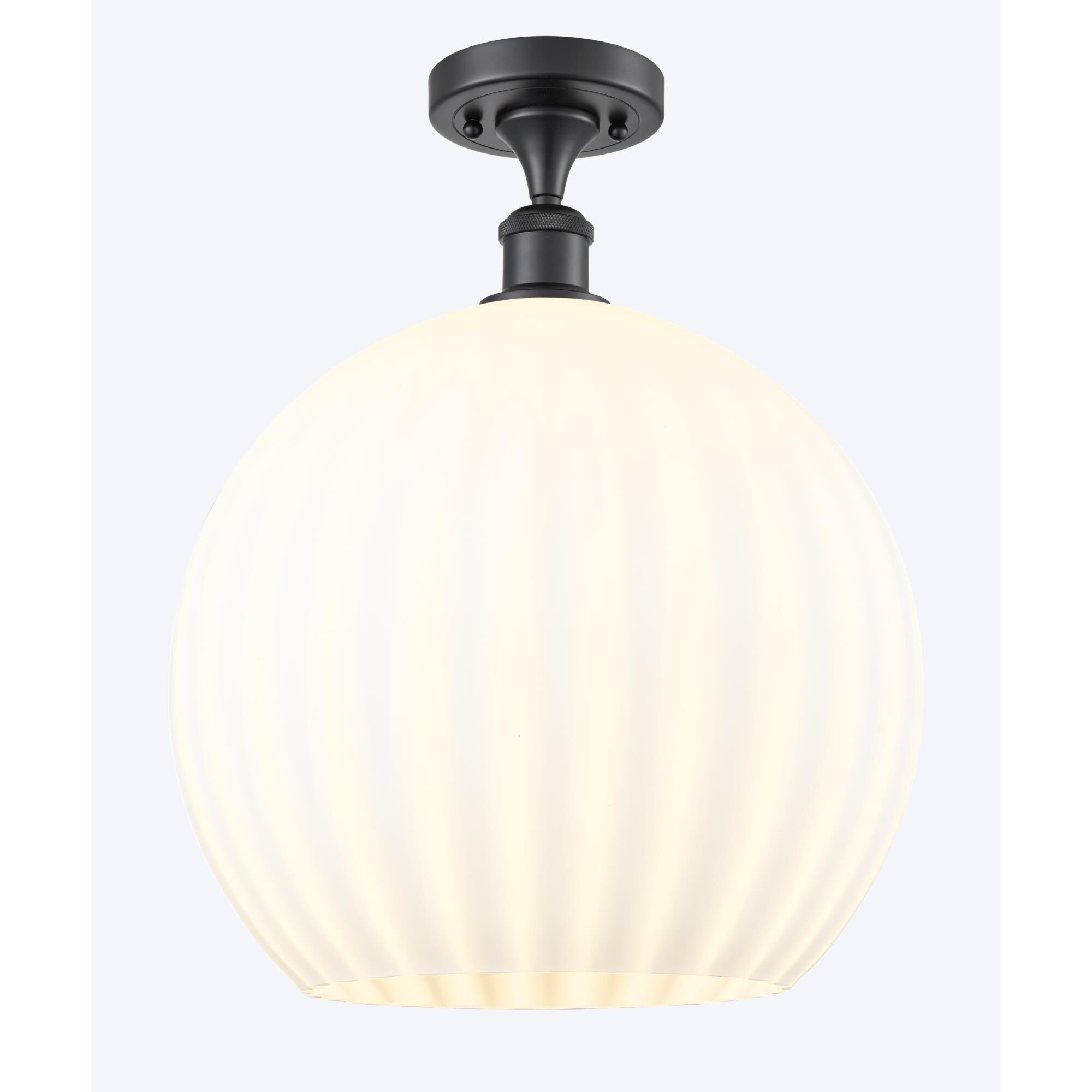 Shown in Matte Black finish and White Venetian glass