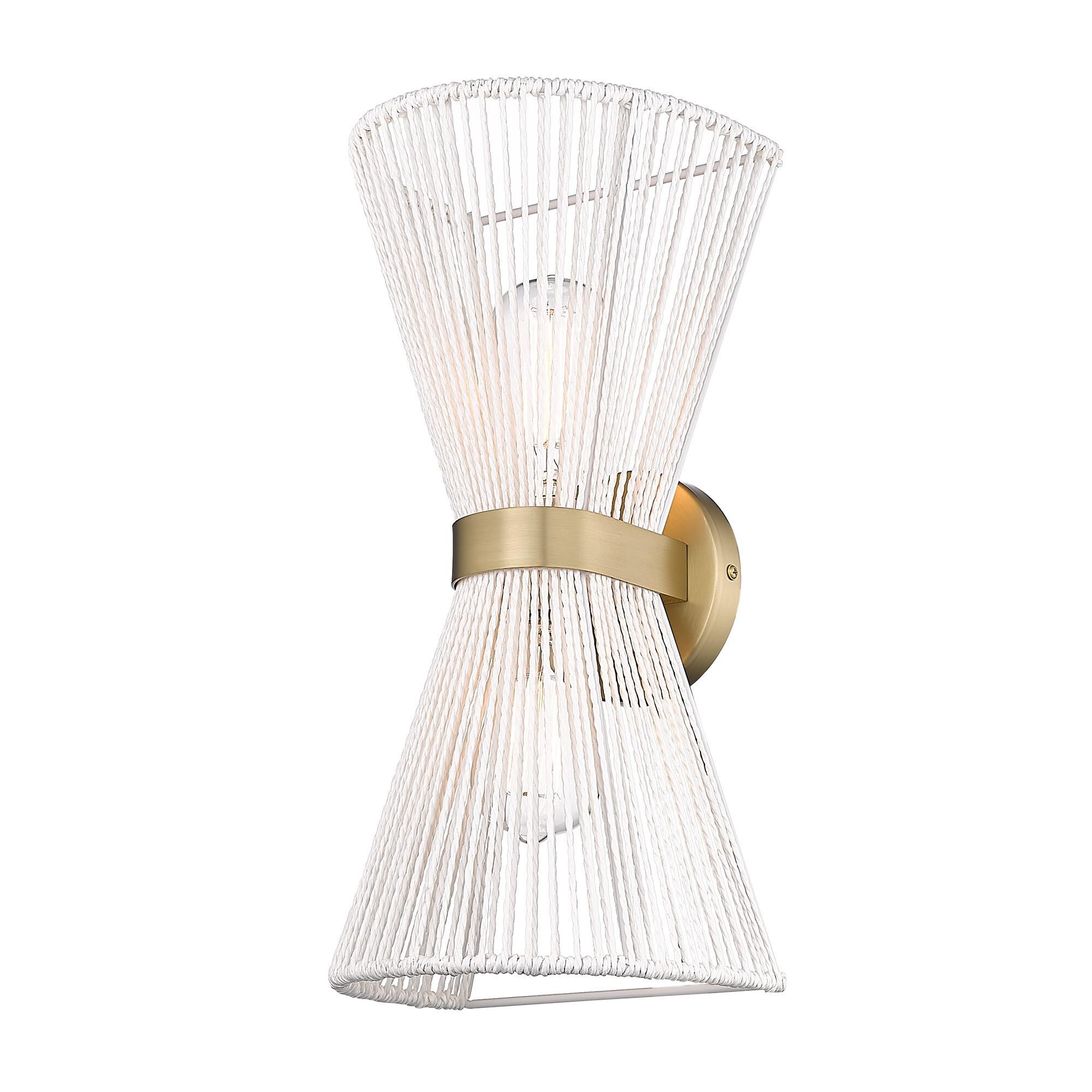 Shown in Brushed Champagne Bronze finish and Bleached White Raphia Rope shade