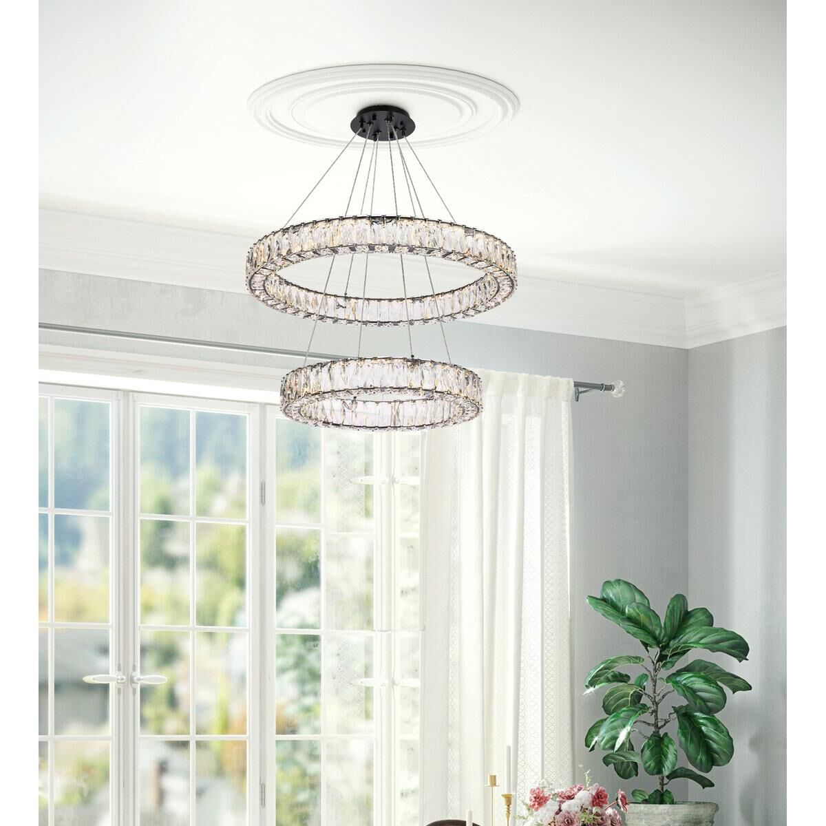 Monroe 28 Inch 2 Light LED Chandelier by Elegant Lighting