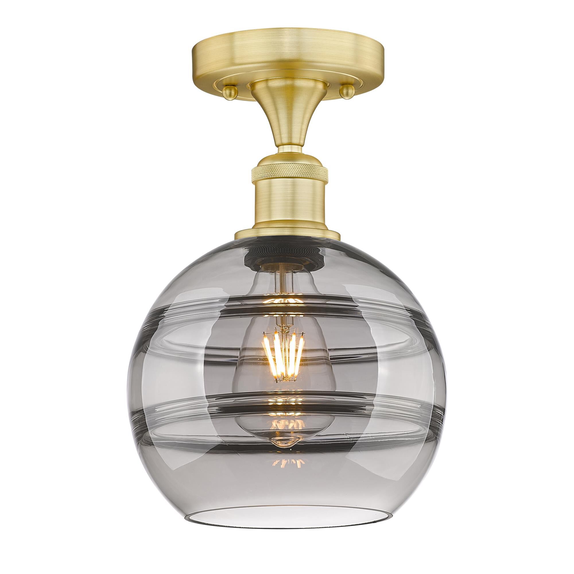 Shown in Satin Gold finish and Light Smoke glass