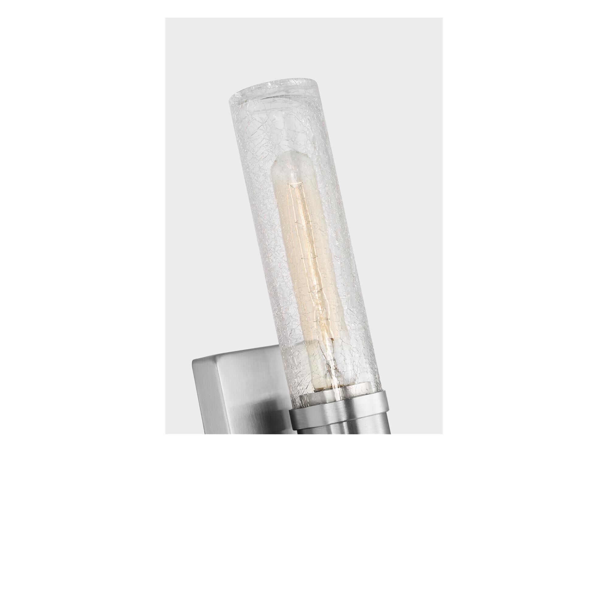 Shown in Brushed Nickel finish and Crackle glass