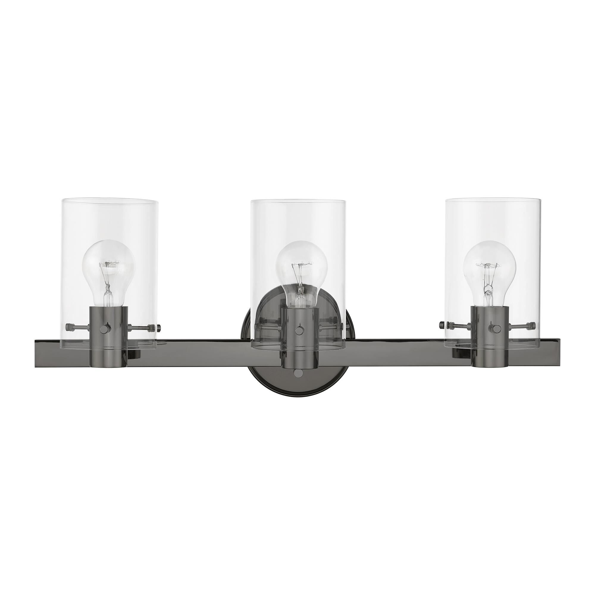 Shown in Black Chrome finish and Clear glass