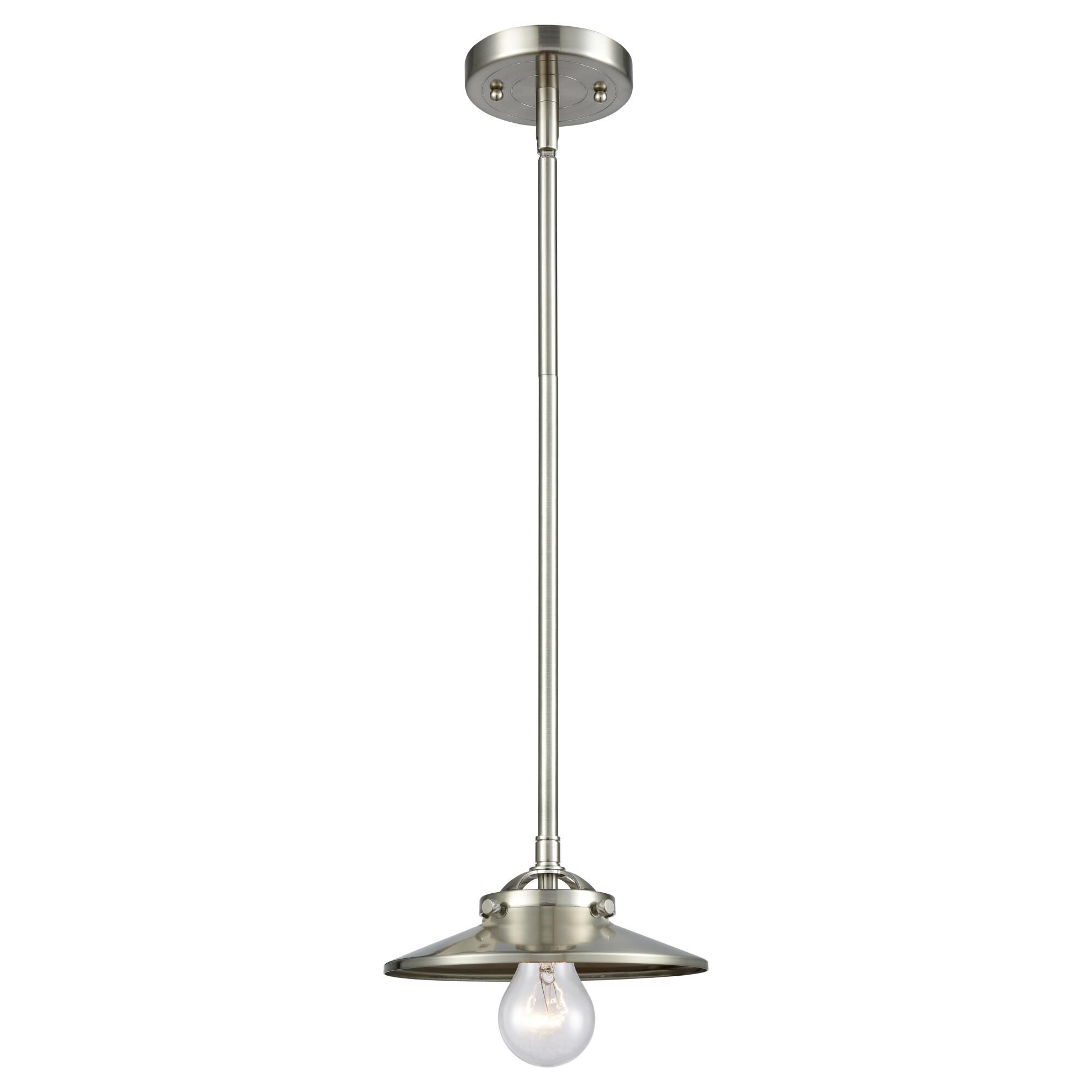 Shown in Brushed Satin Nickel finish and Metal - Brushed Satin Nickel shade