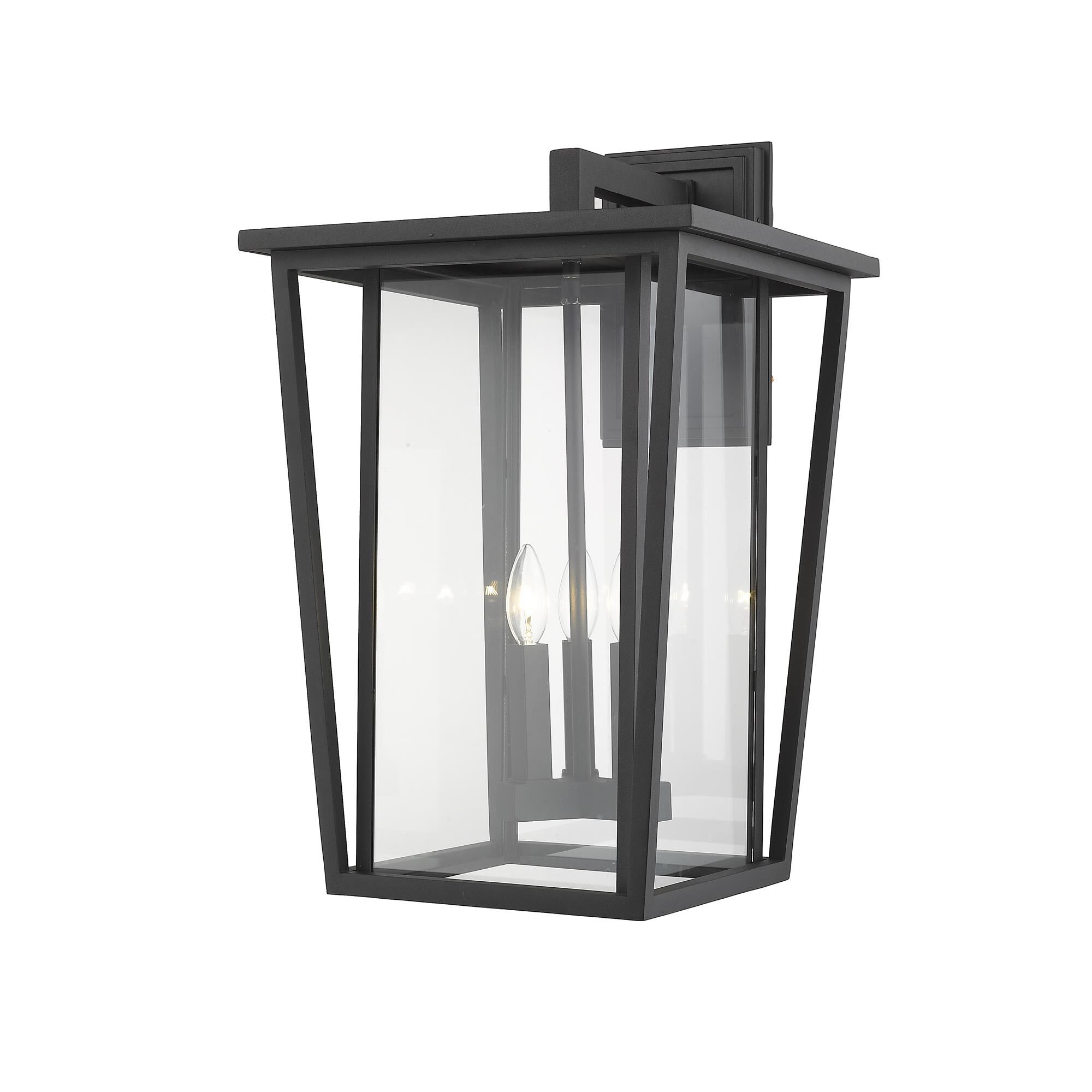 Shown in Black finish and Glass shade