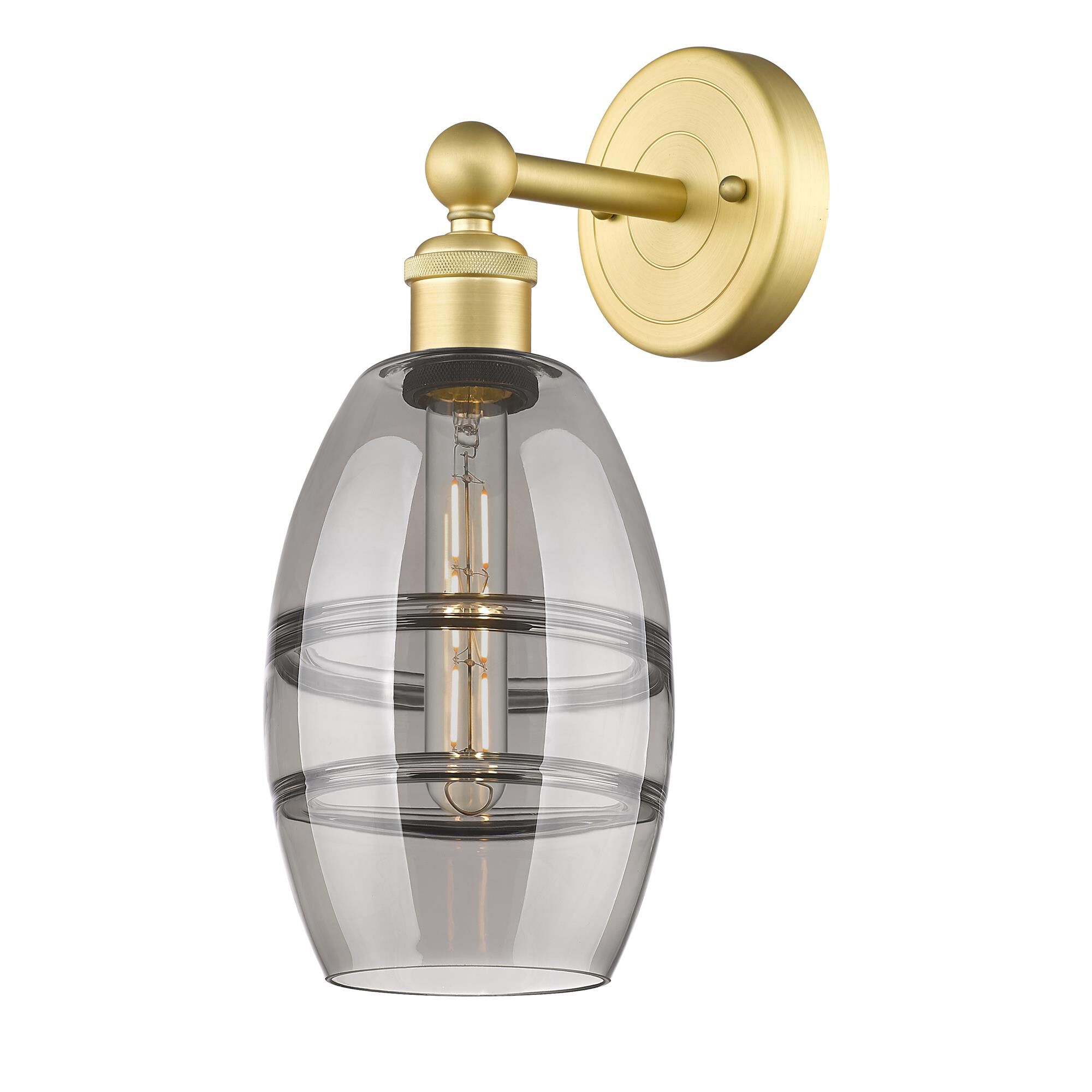 Shown in Satin Gold finish and Light Smoke glass