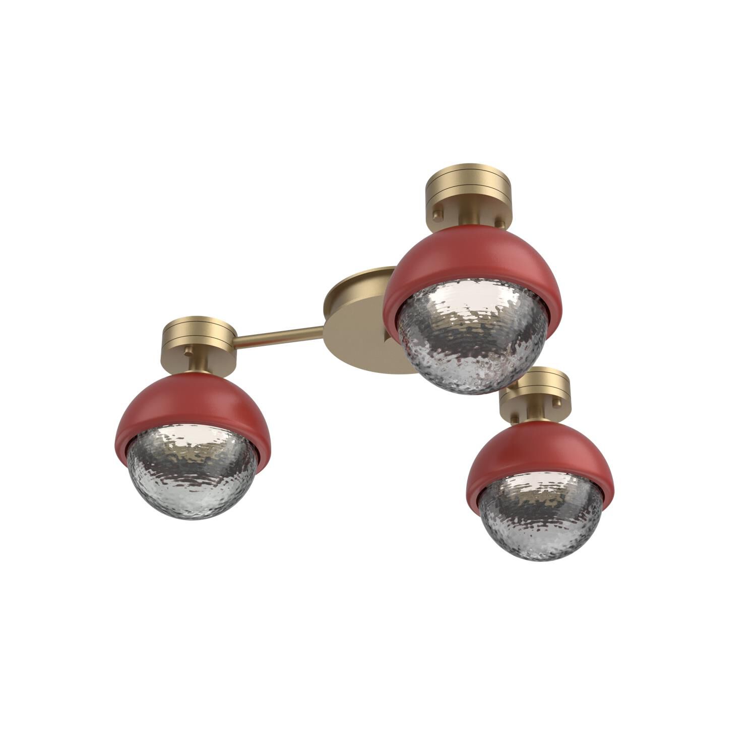 Shown in Gilded Brass finish and Smoke glass and Cinnamon Red accent