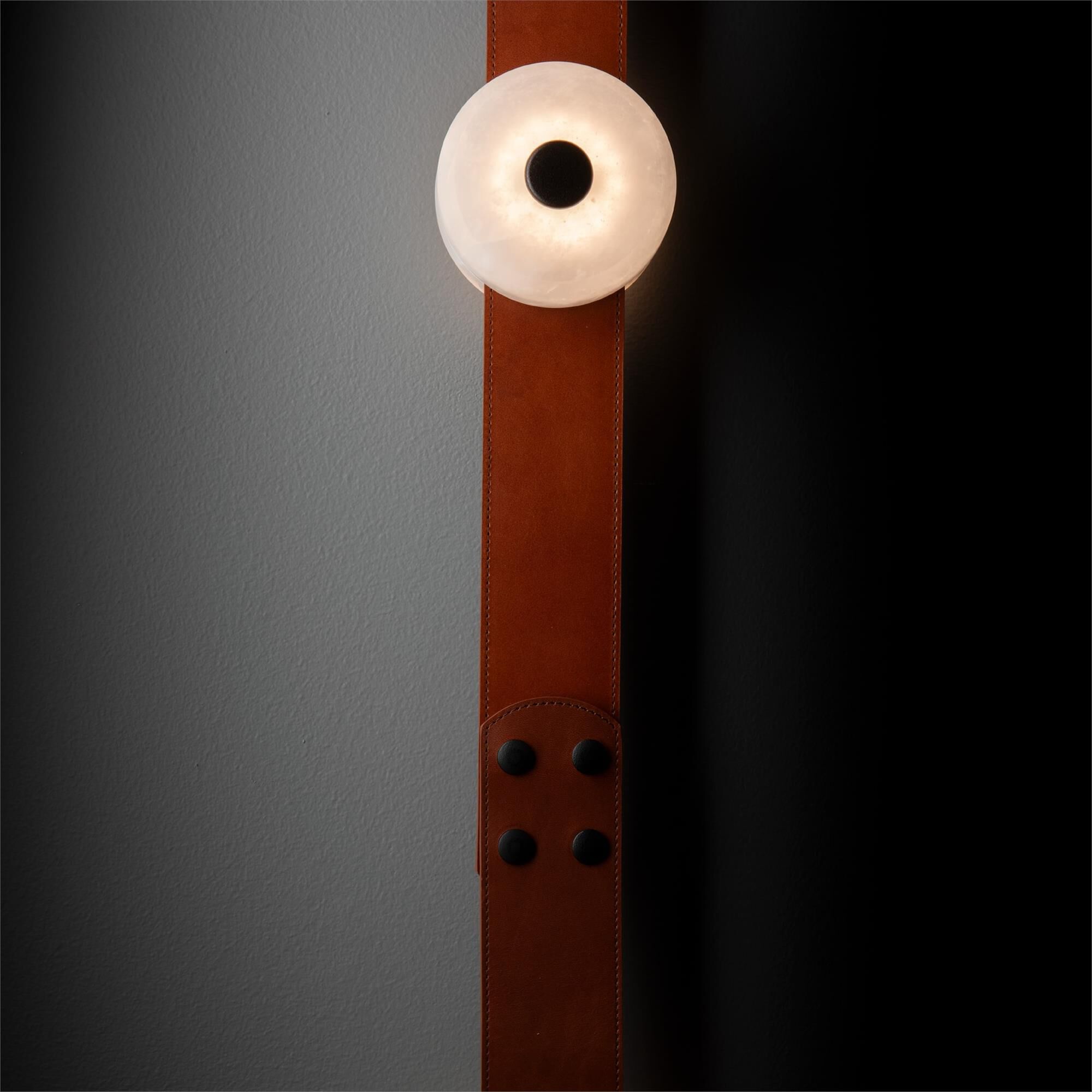 Shown in Black finish and Alabaster shade and Chestnut accent
