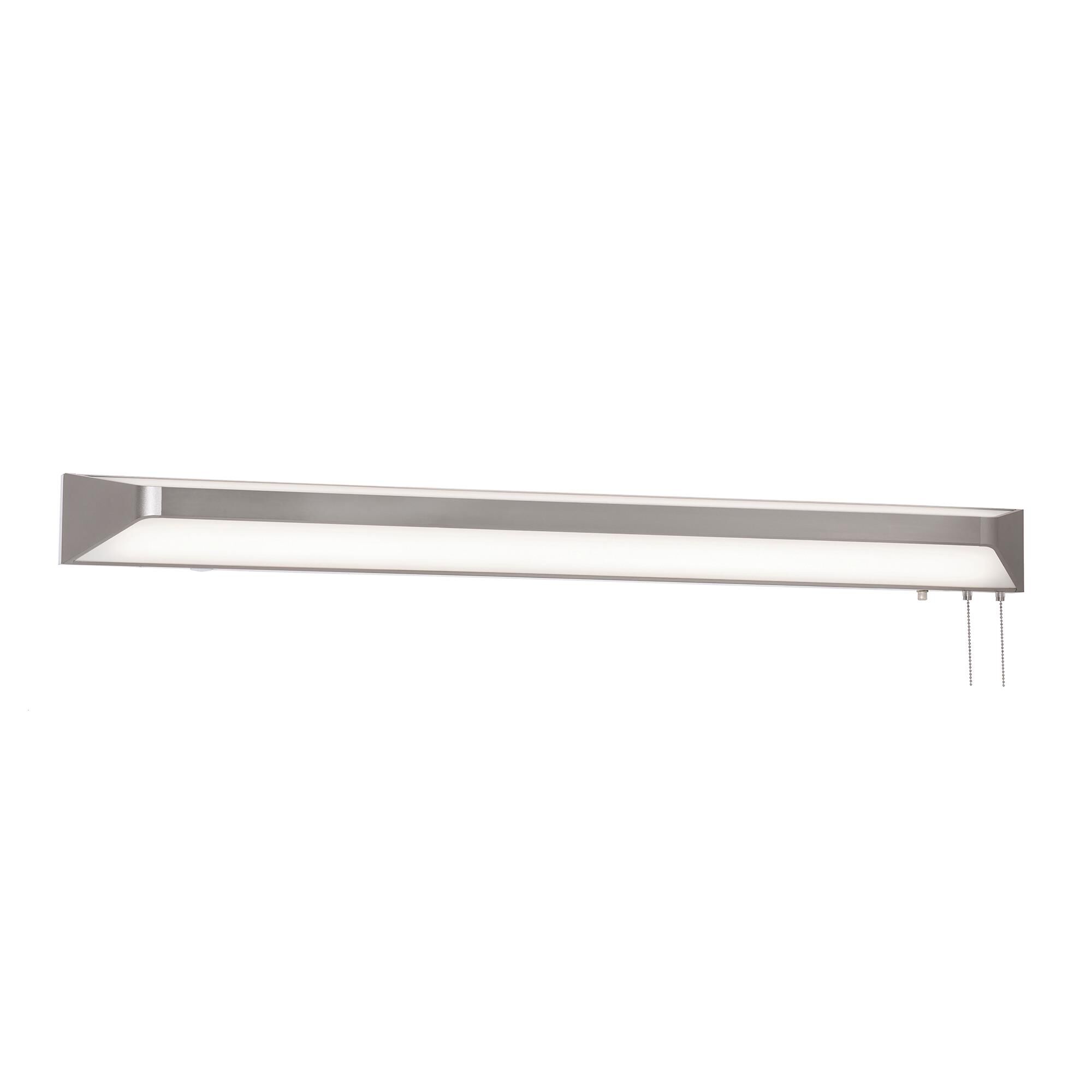 Shown in Satin Nickel finish and White Acrylic shade