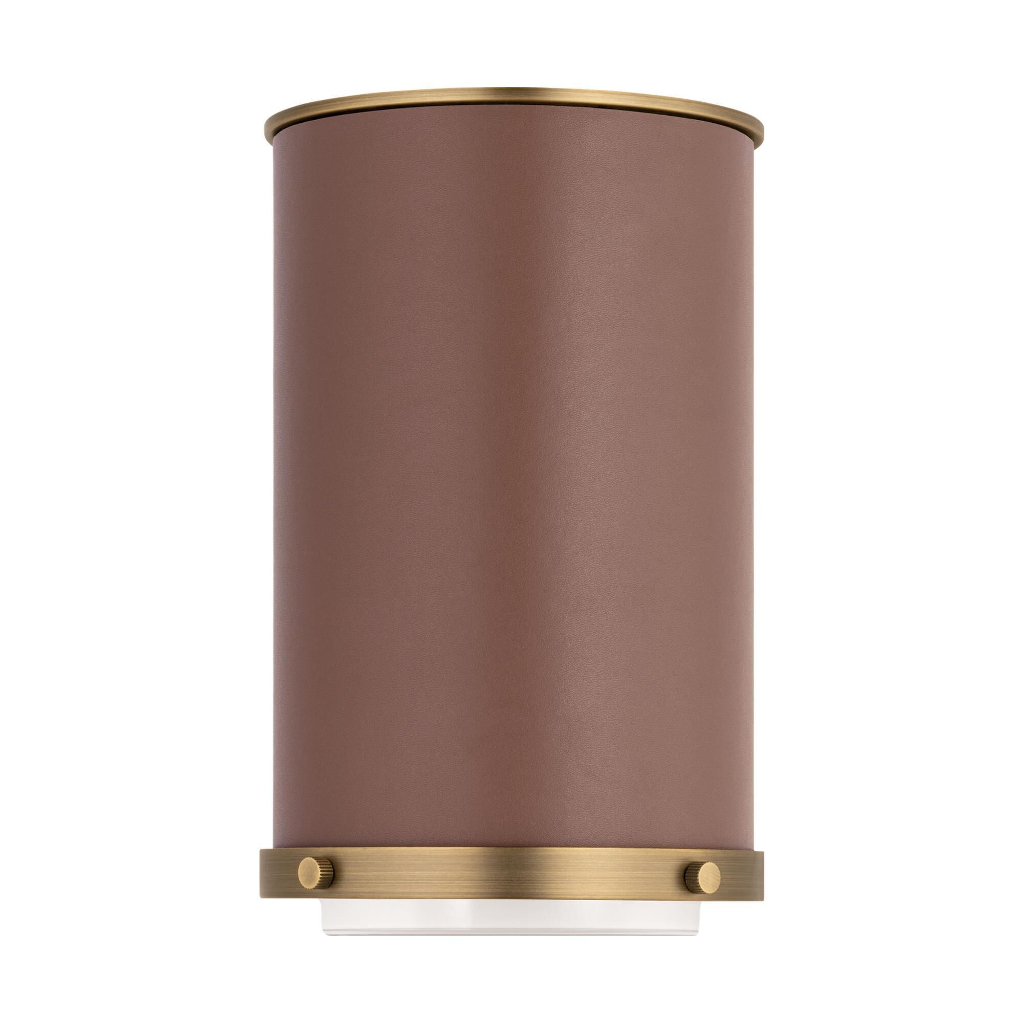 Shown in Time Worn Brass finish and Silk Screen White Inside Clear Outside glass