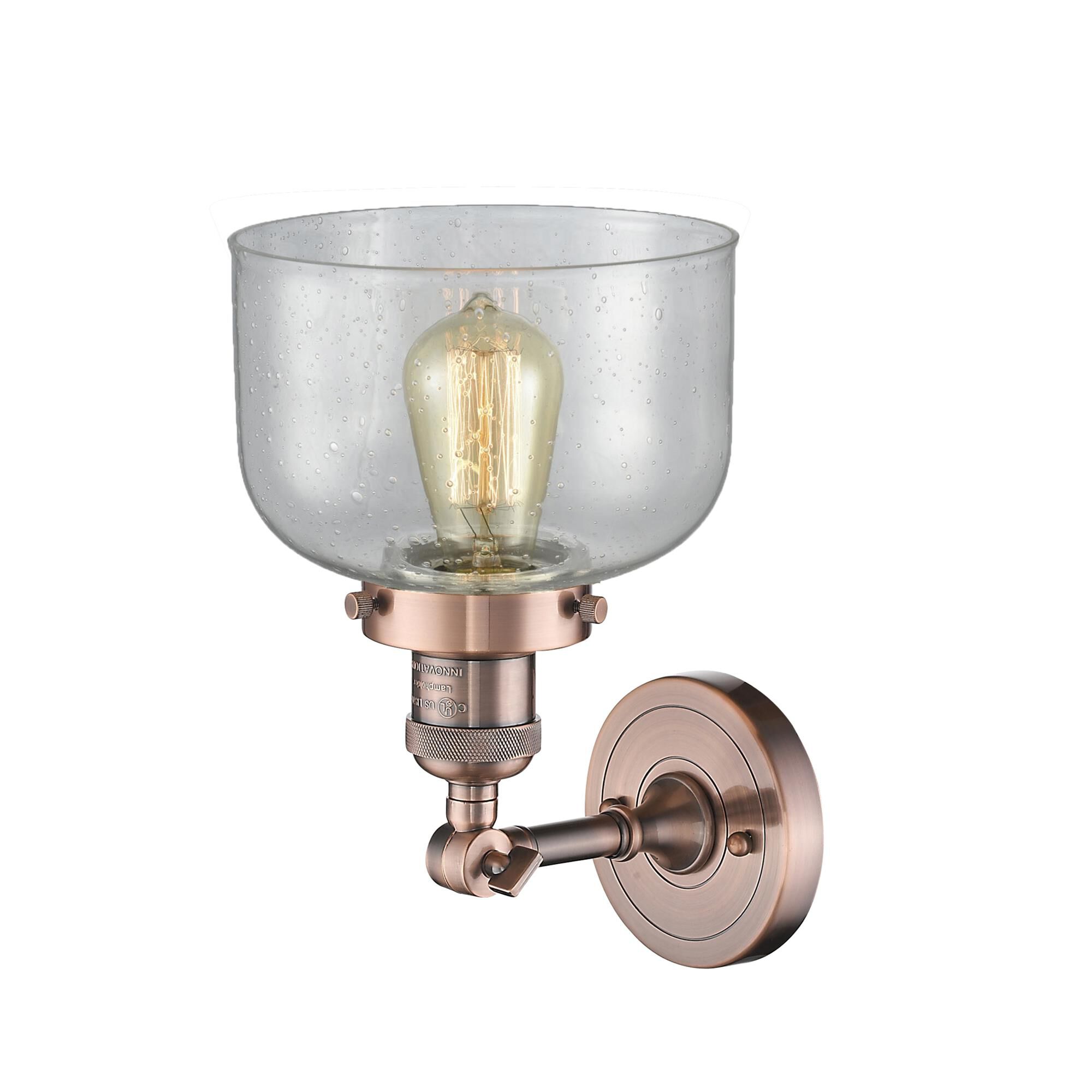 Shown in Antique Copper finish and Seedy glass