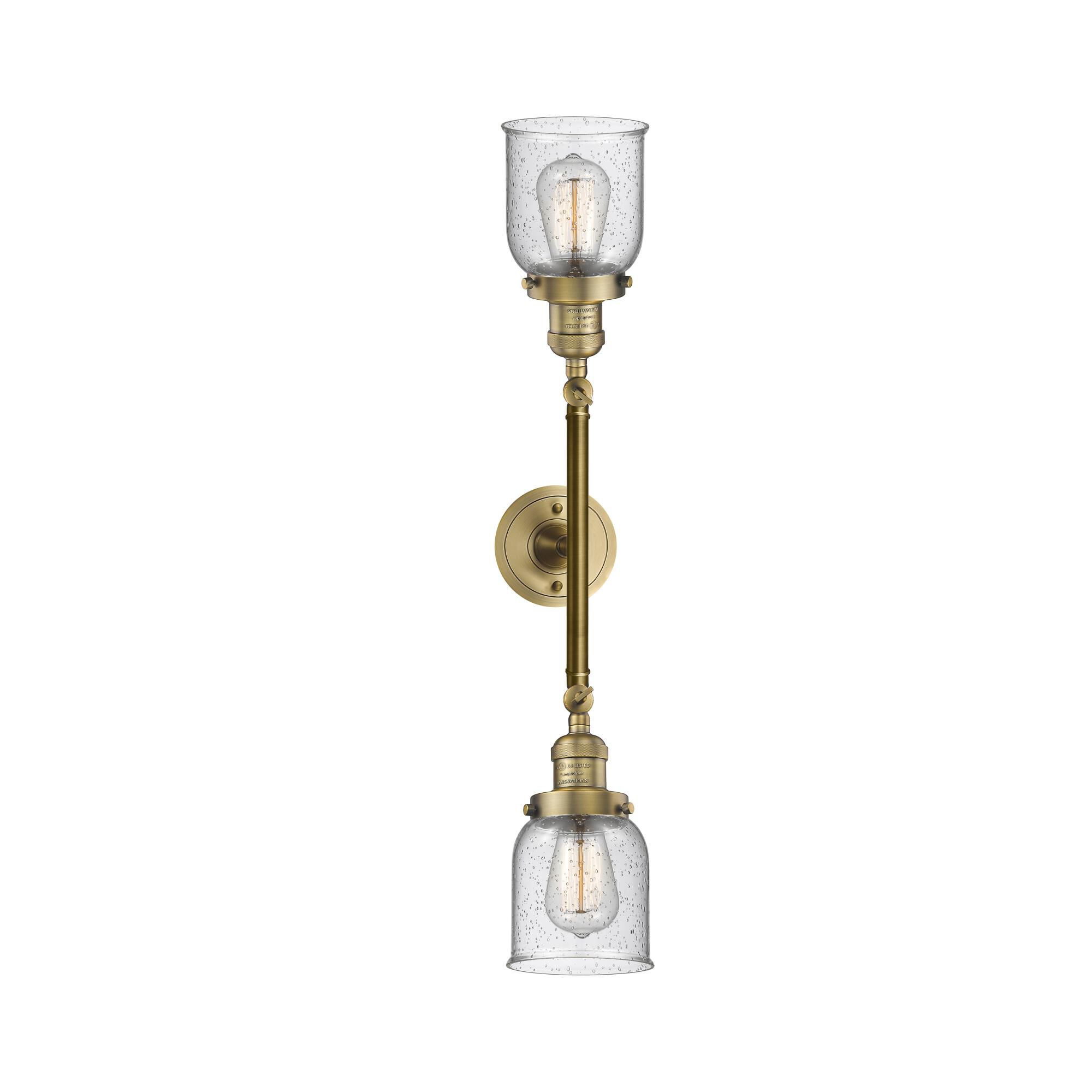 Shown in Brushed Brass finish and Seedy glass