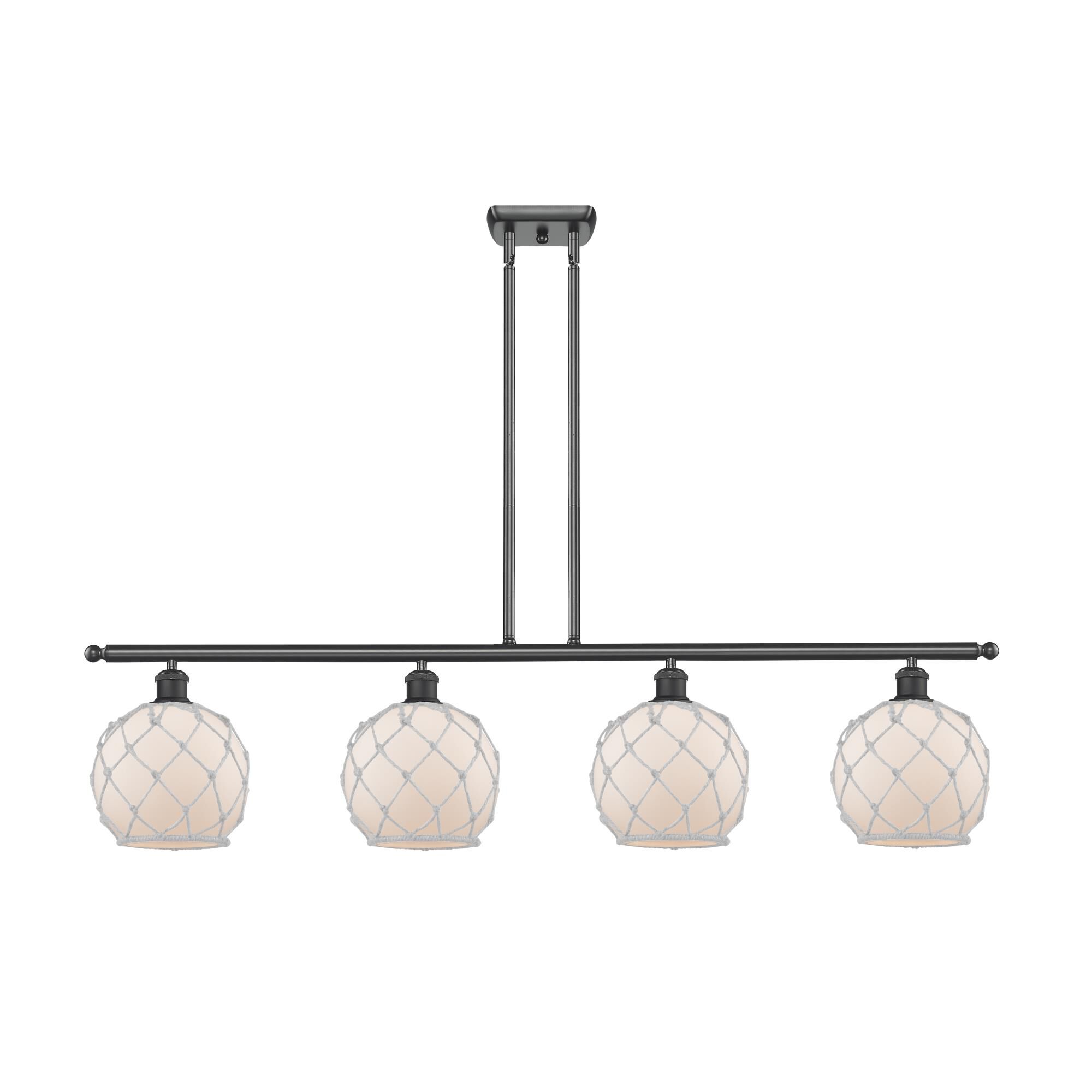 Shown in Matte Nickel finish and White With White Rope glass