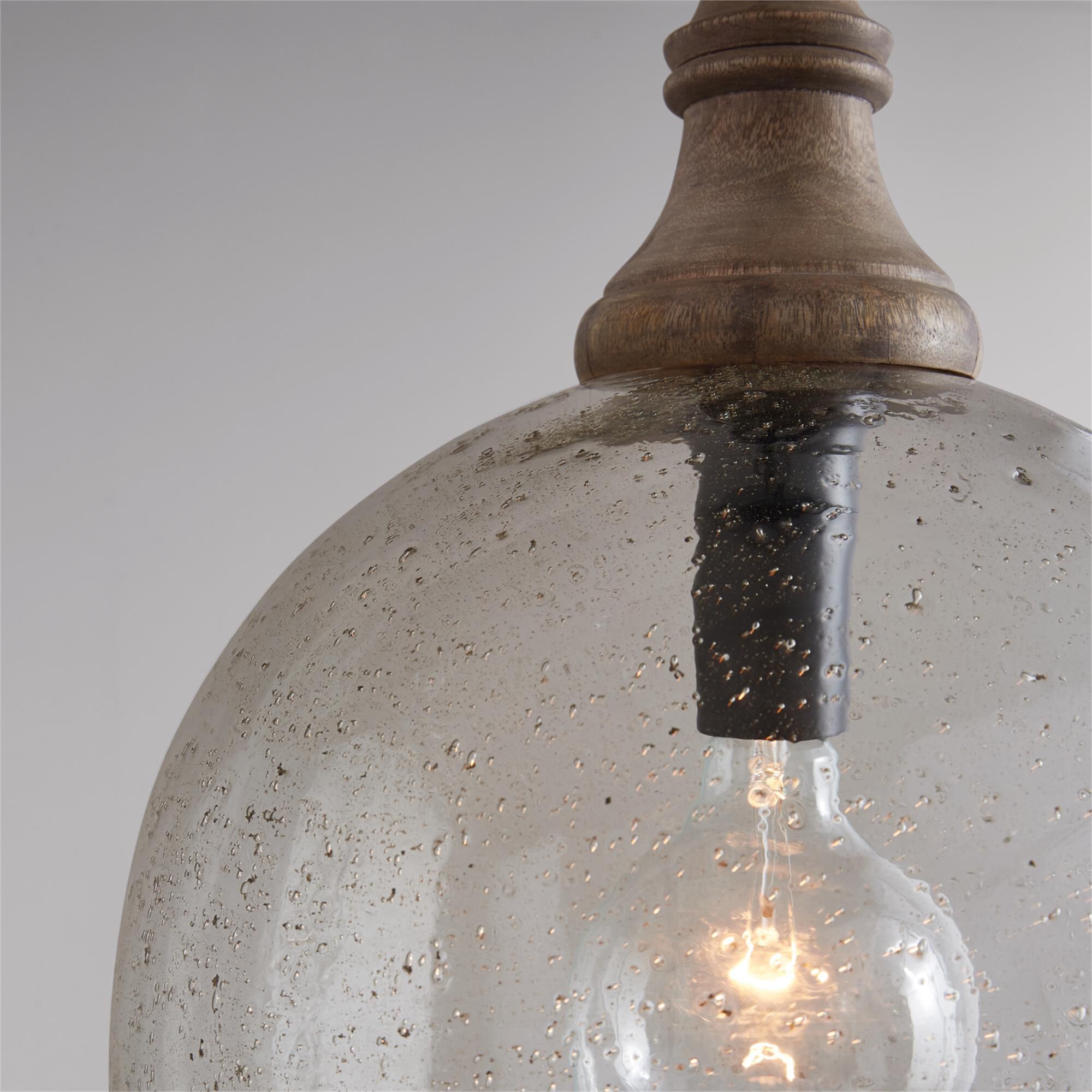 Shown in Grey Wash And Dark Pewter finish and Clear Seeded glass