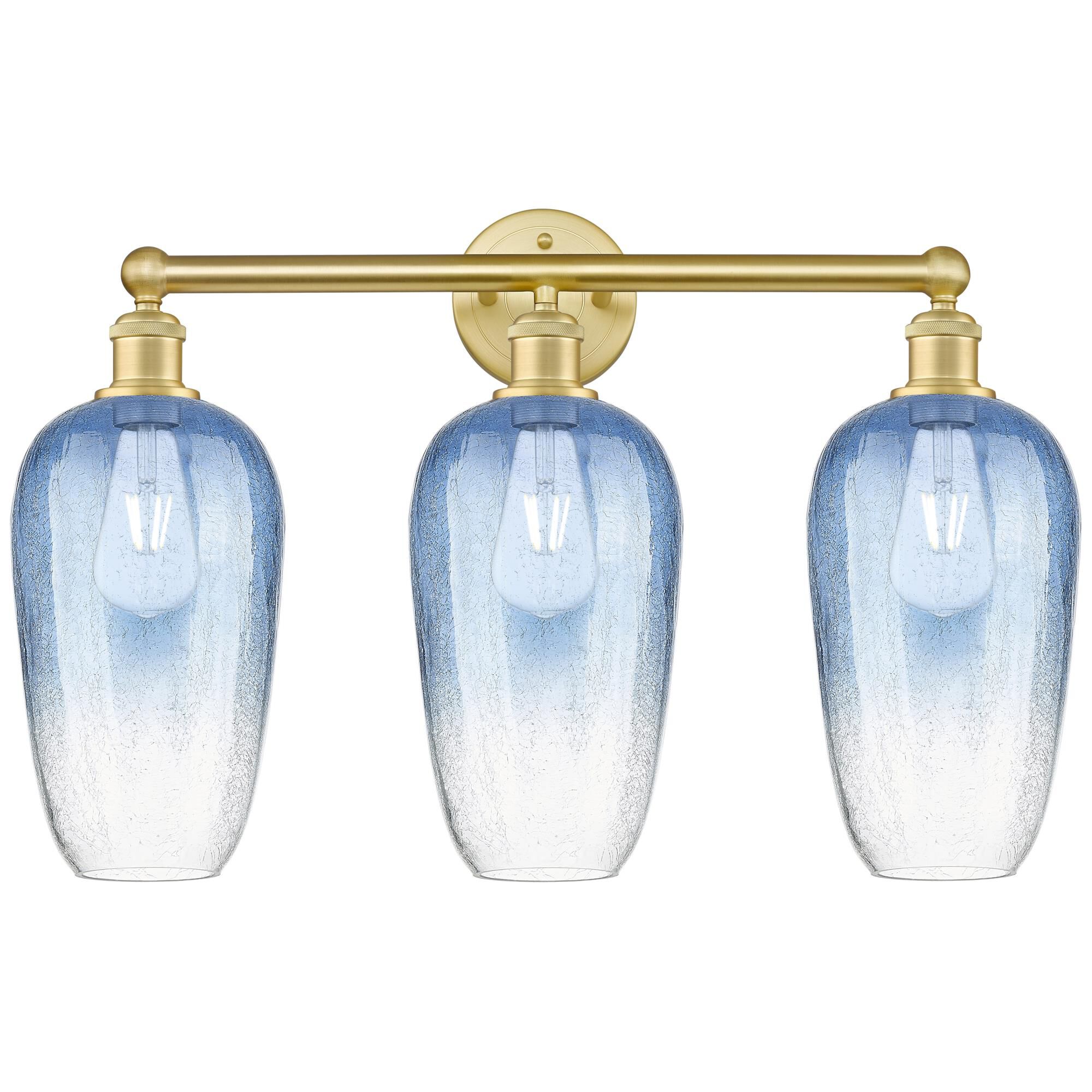 Shown in Satin Gold finish and Sapphire Blue glass