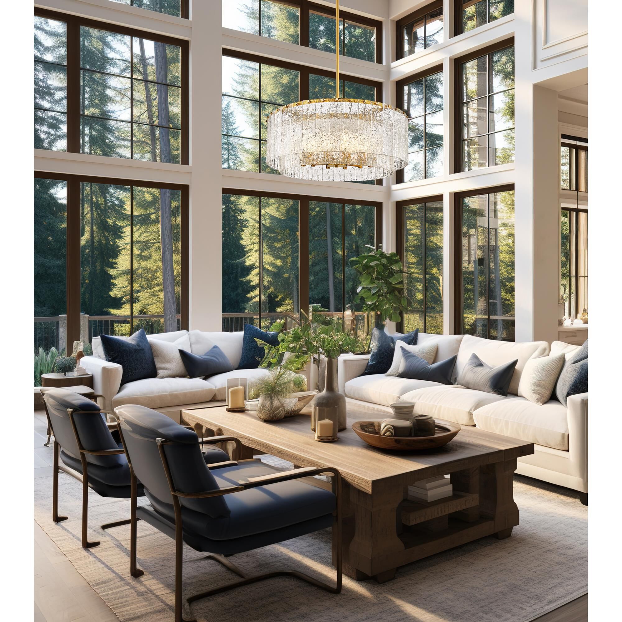 Shown in Modern Gold finish and Clear glass and Clear shade