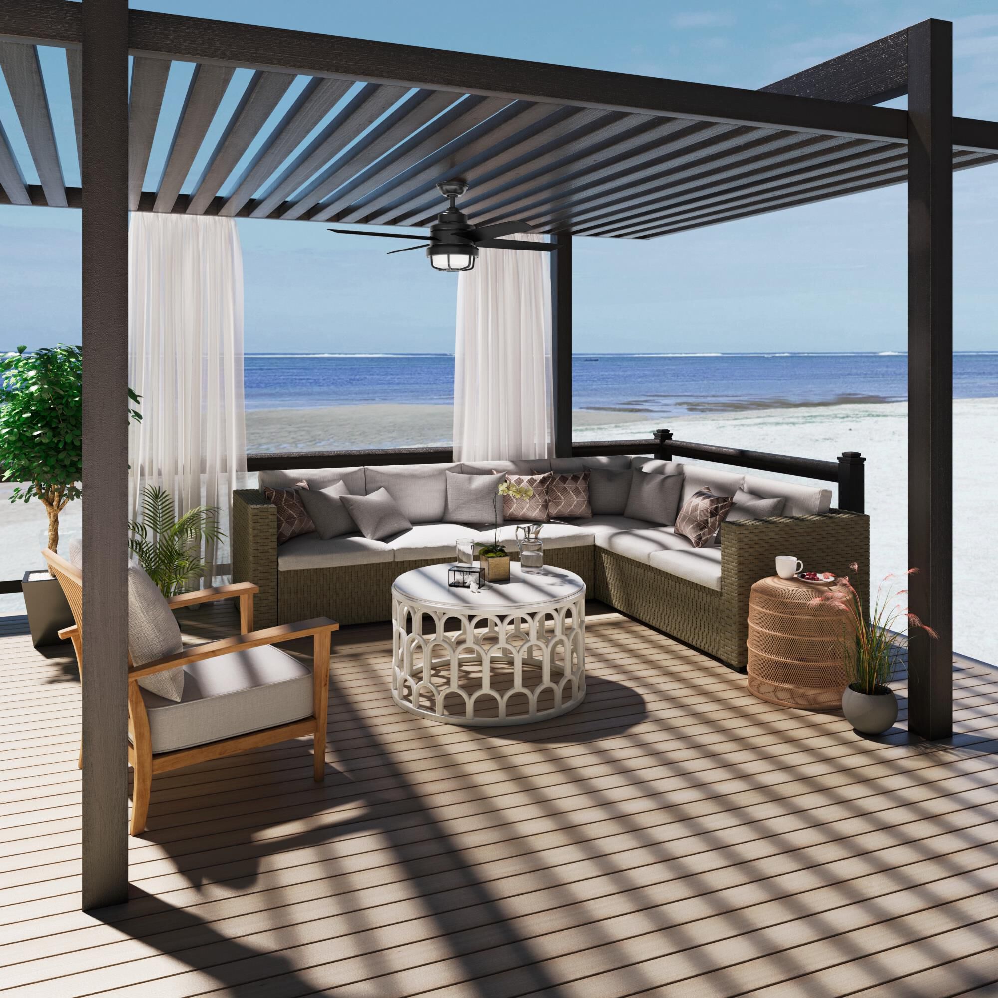 Searow Outdoor Rated 54 Inch Ceiling Fan with Light Kit by Hunter Fan