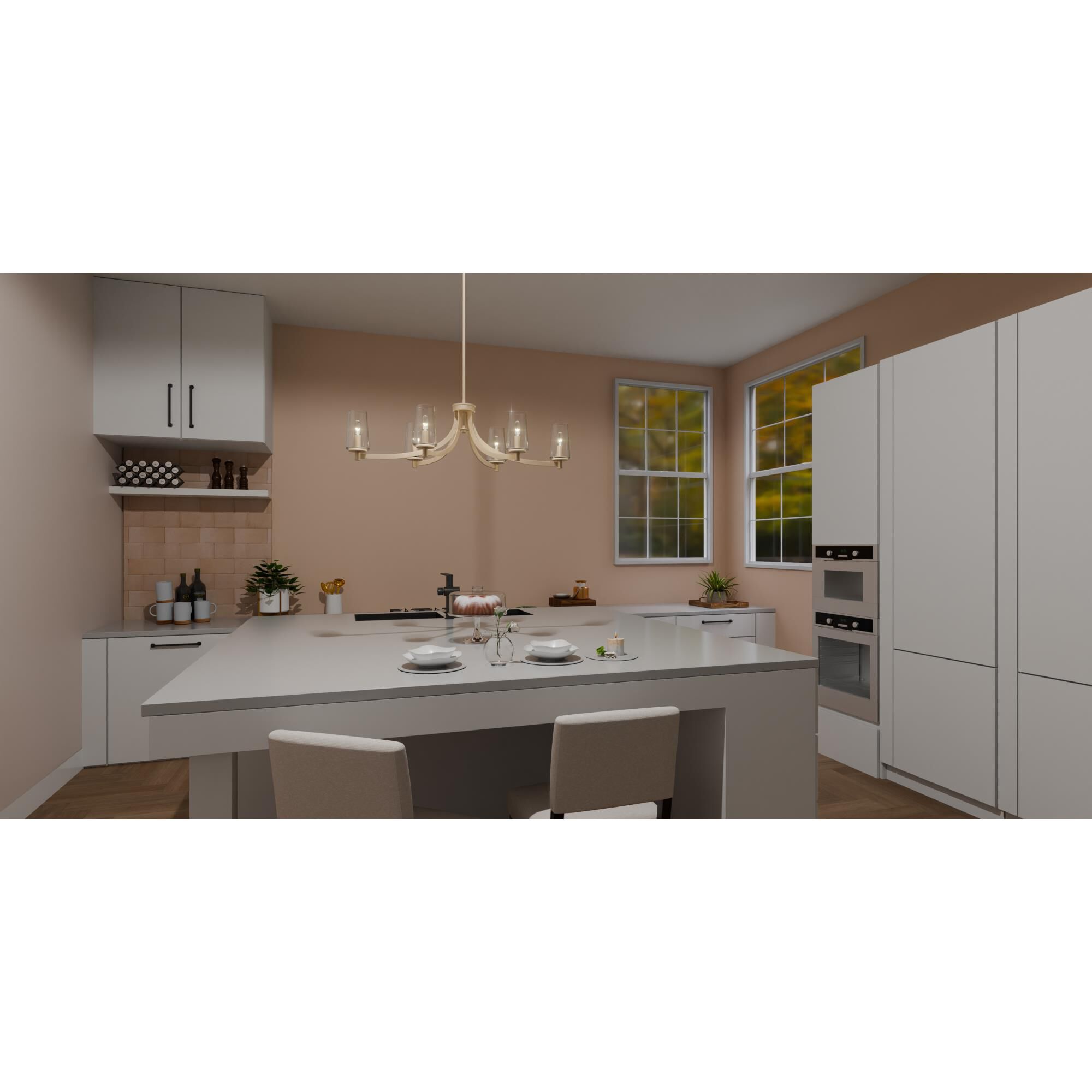 Shown in Bronze Gold finish and Clear Glacial glass