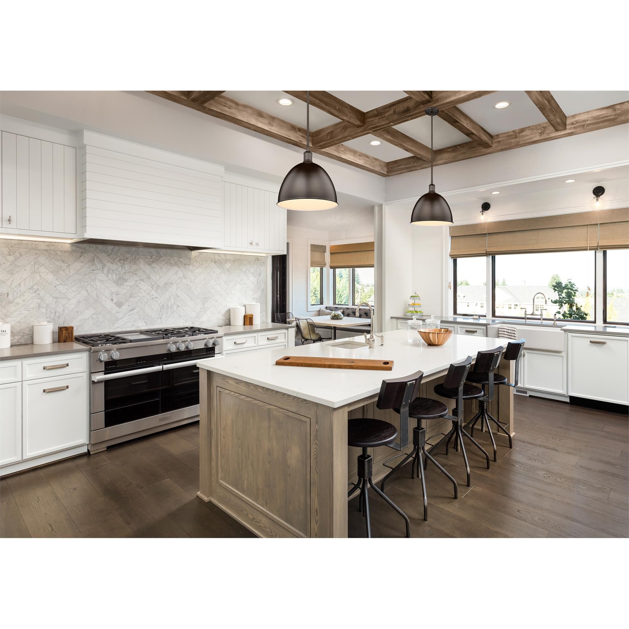 Shown in Bronze finish and Bronze glass and Bronze shade