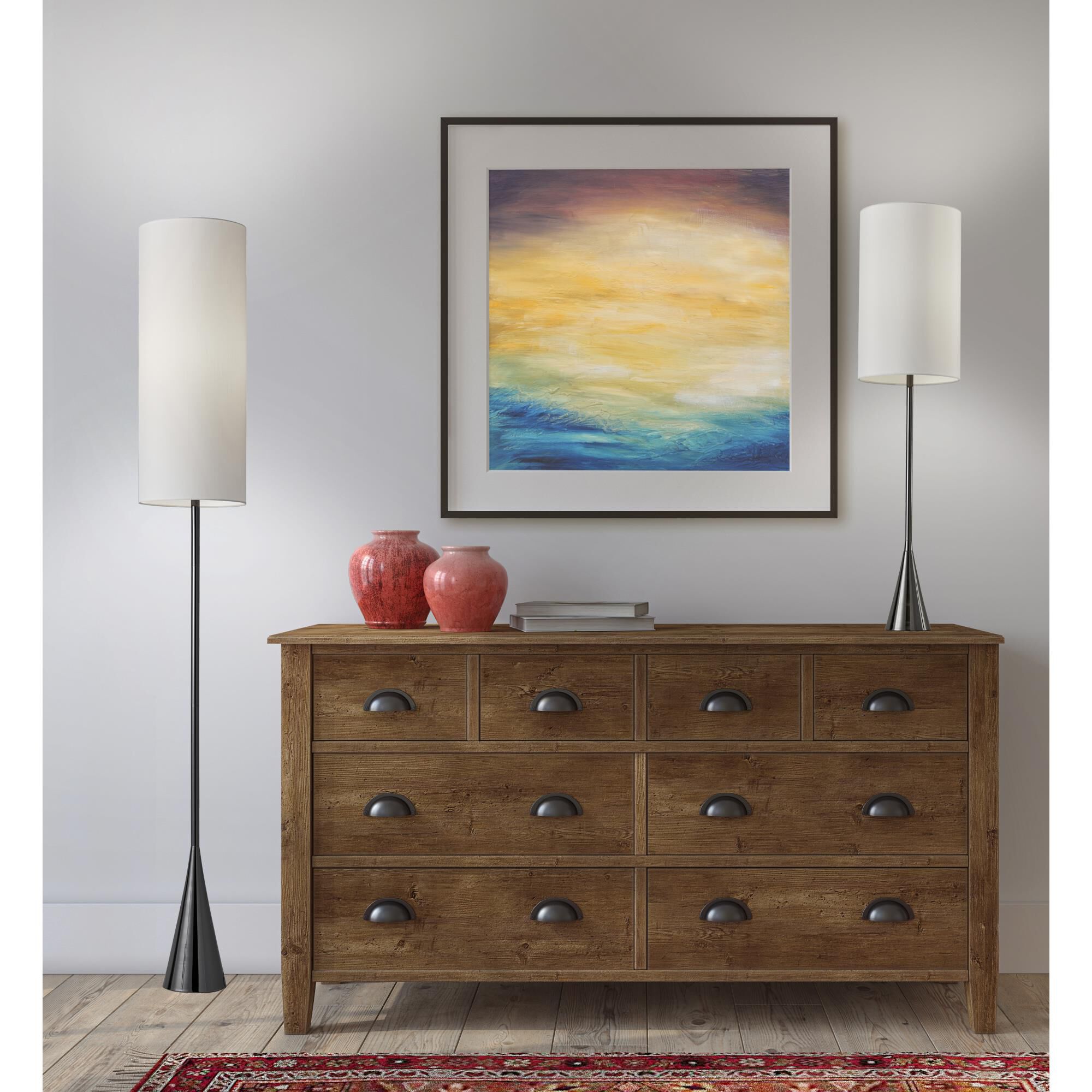 Shown in Black Nickel finish and Black Silk shade