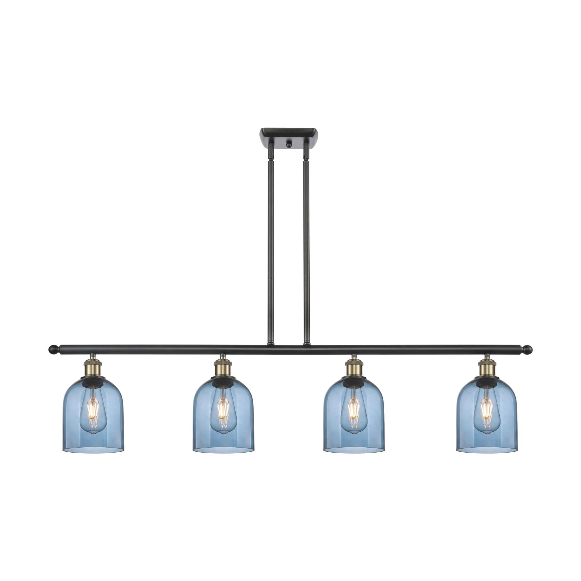 Shown in Black Antique Brass finish and Princess Blue glass