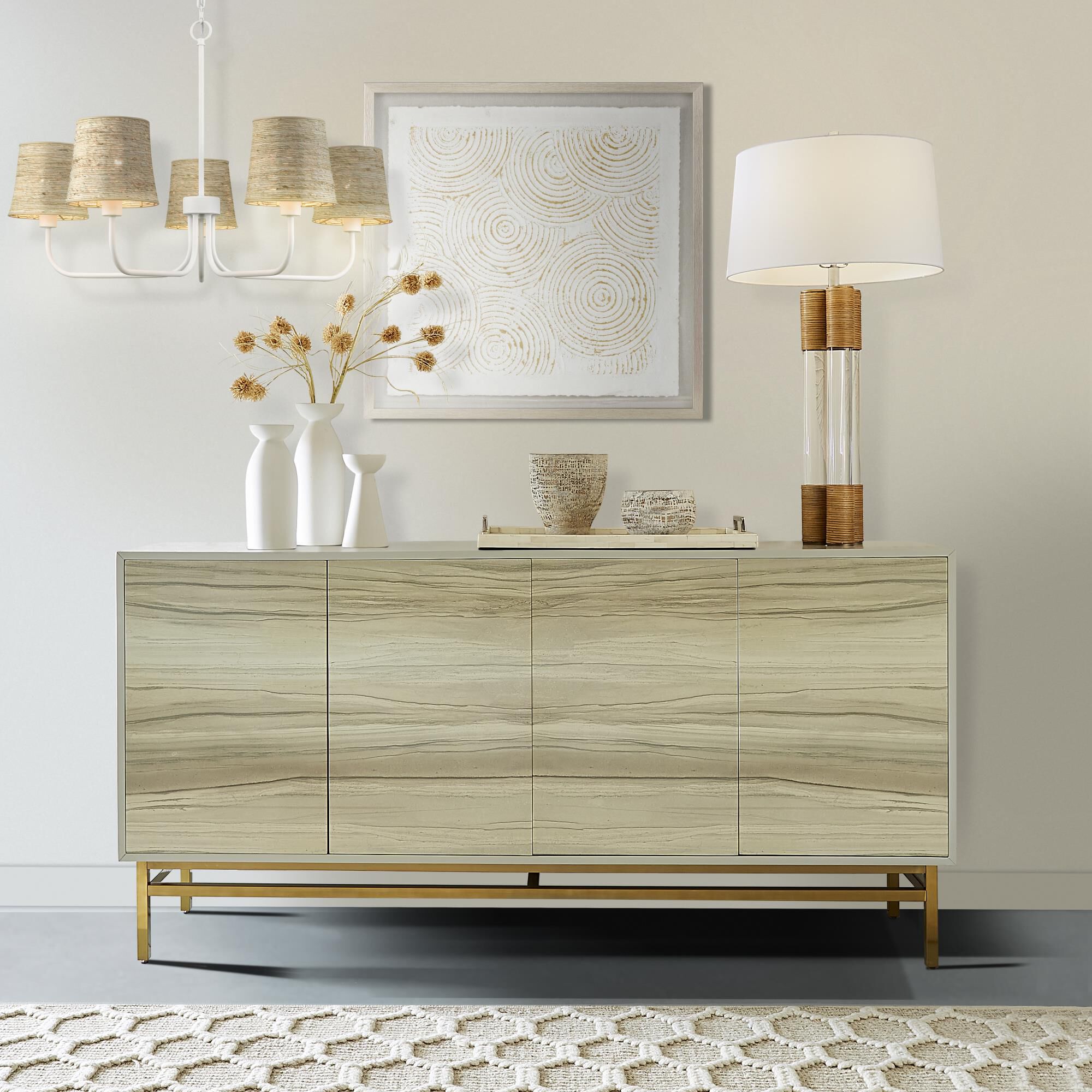 Abaca 34 Inch 5 Light Chandelier by ELK Lighting