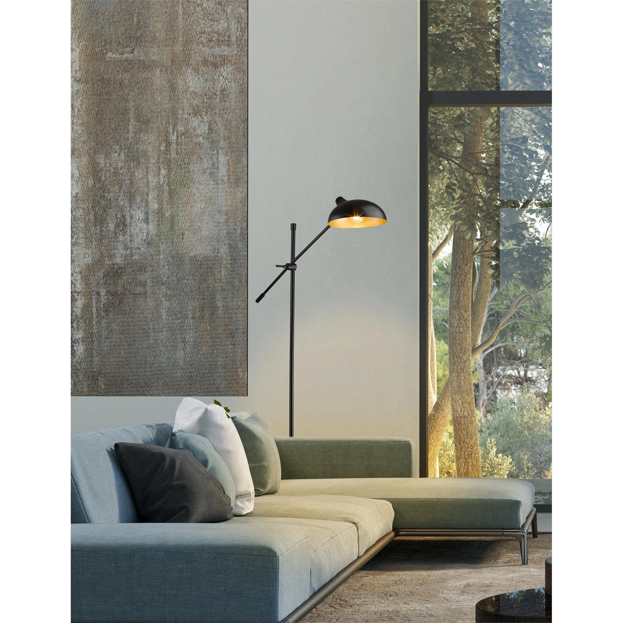 Shown in Matte Black finish and Outer Matte Black and Inner Golden Steel shade