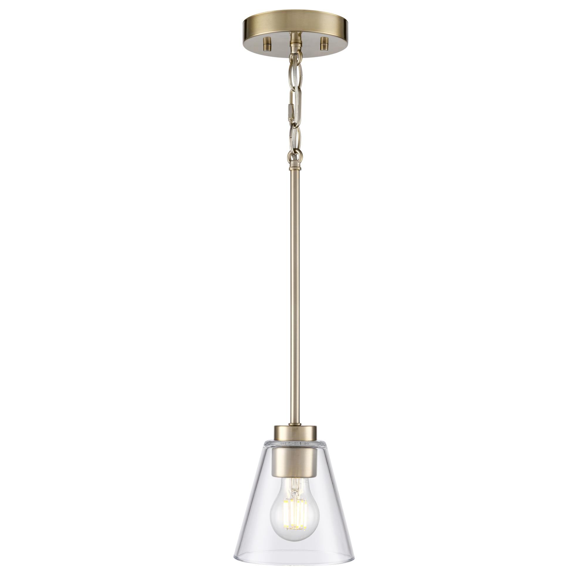 Shown in Modern Gold finish and Clear glass