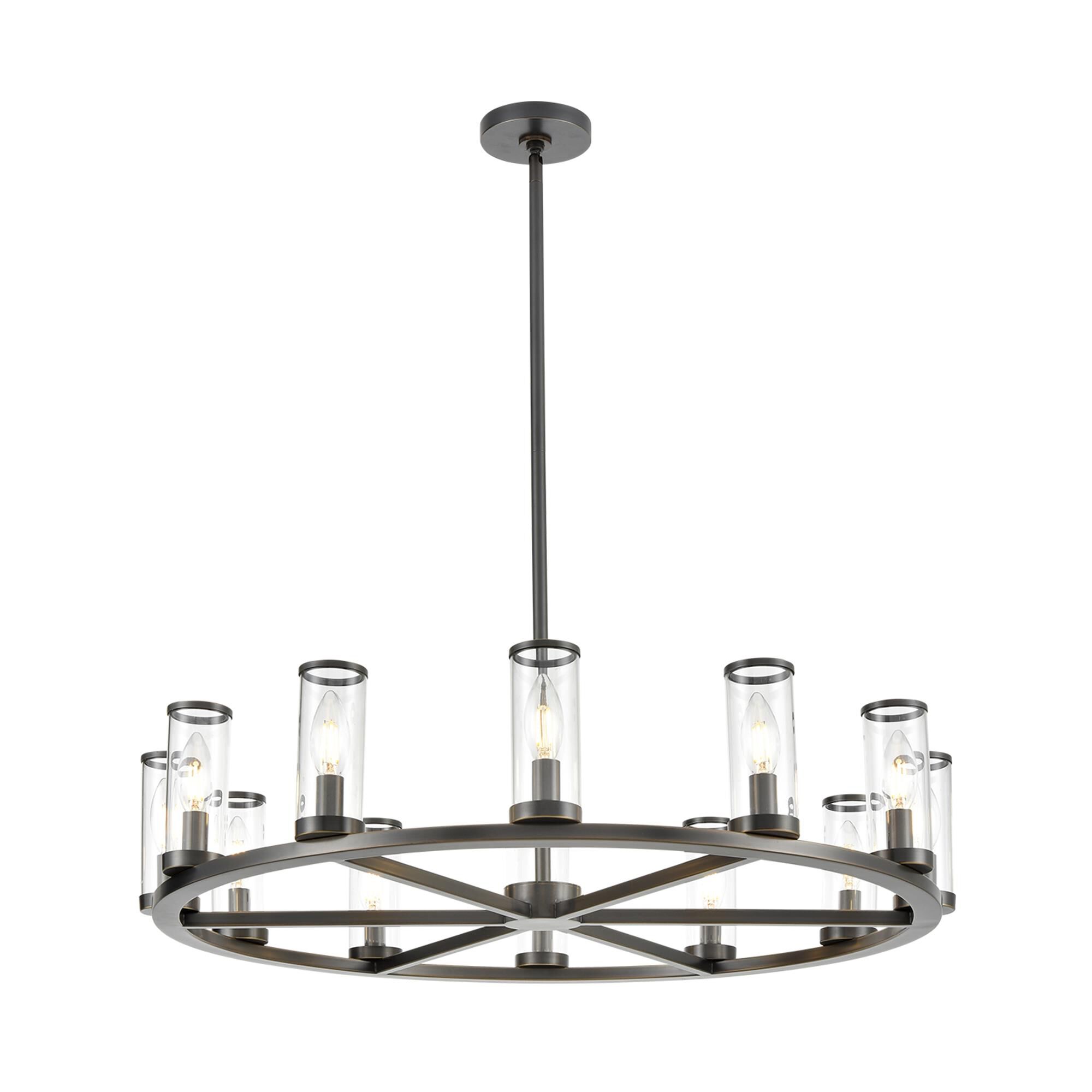 Shown in Bronze finish and 0.0 crystal and Clear glass and 0.0 shade