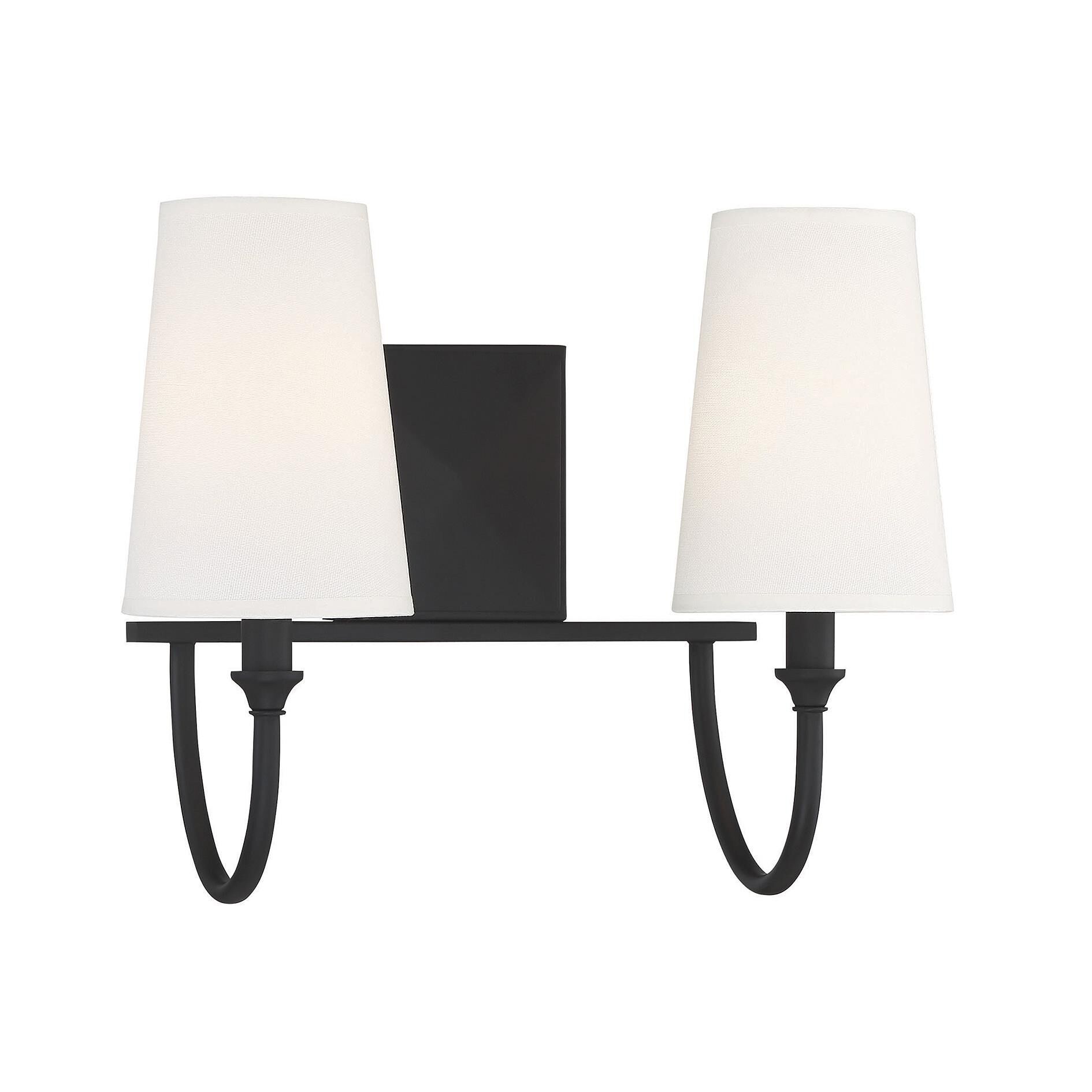 Shown in Matte Black finish and White Fabric shade