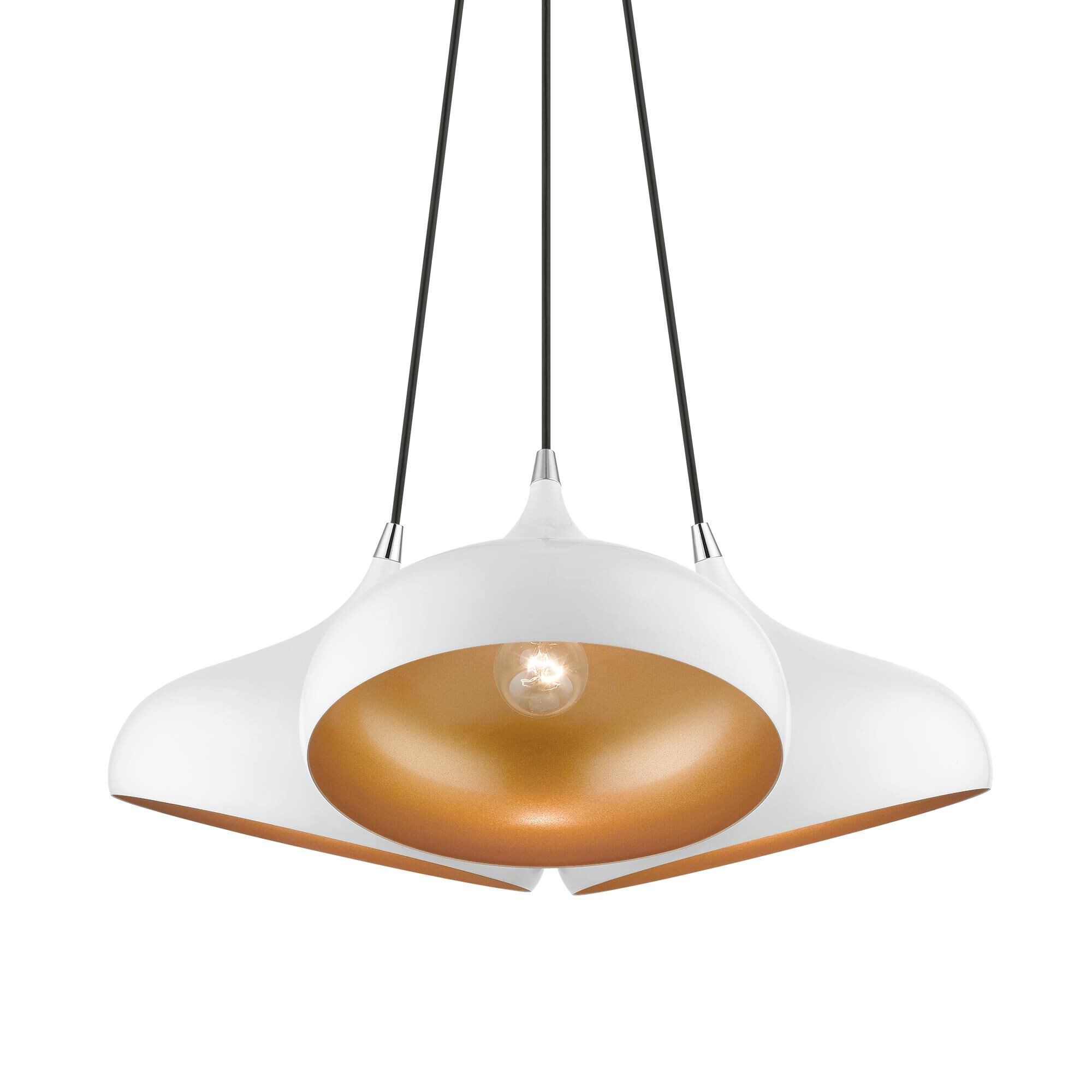 Shown in Shiny White with Polished Chrome Accents finish and Shiny White Aluminum with Gold Inside shade