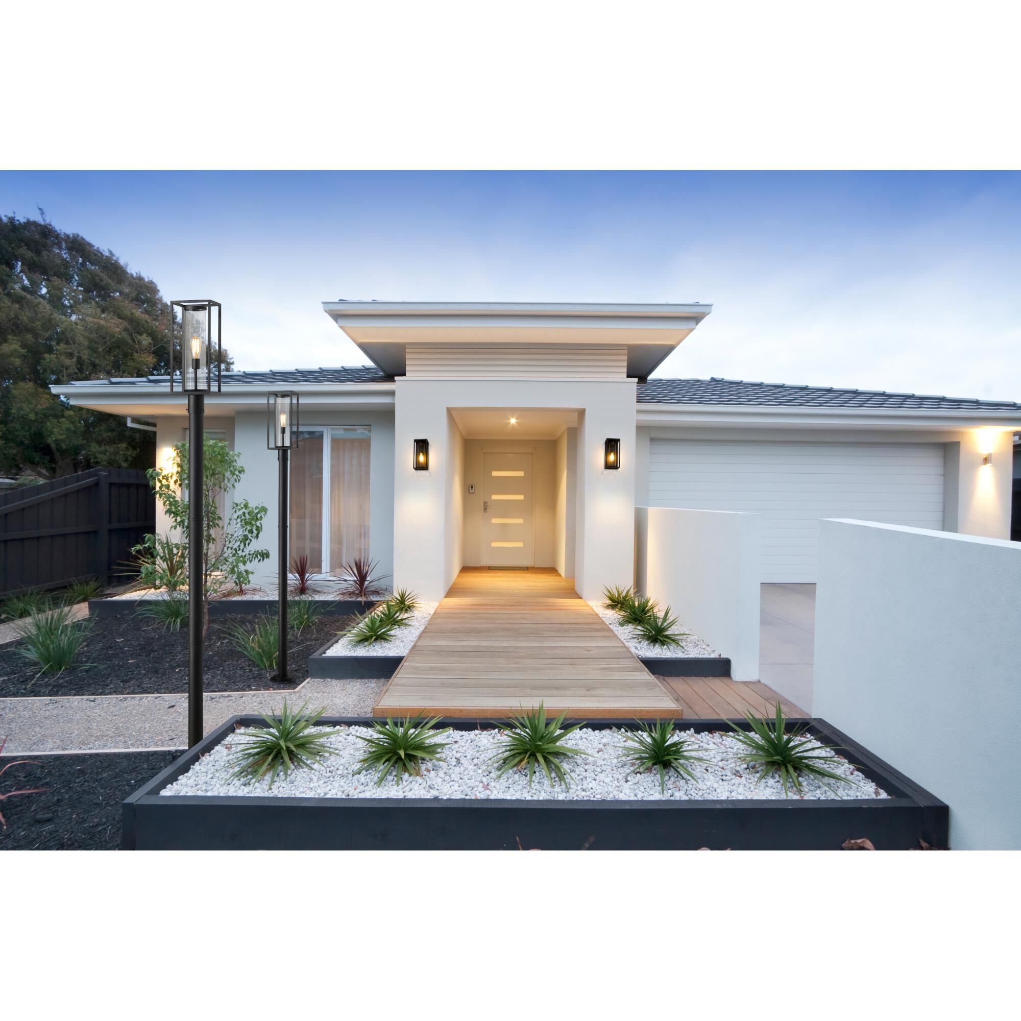 Shown in Black finish and Glass shade