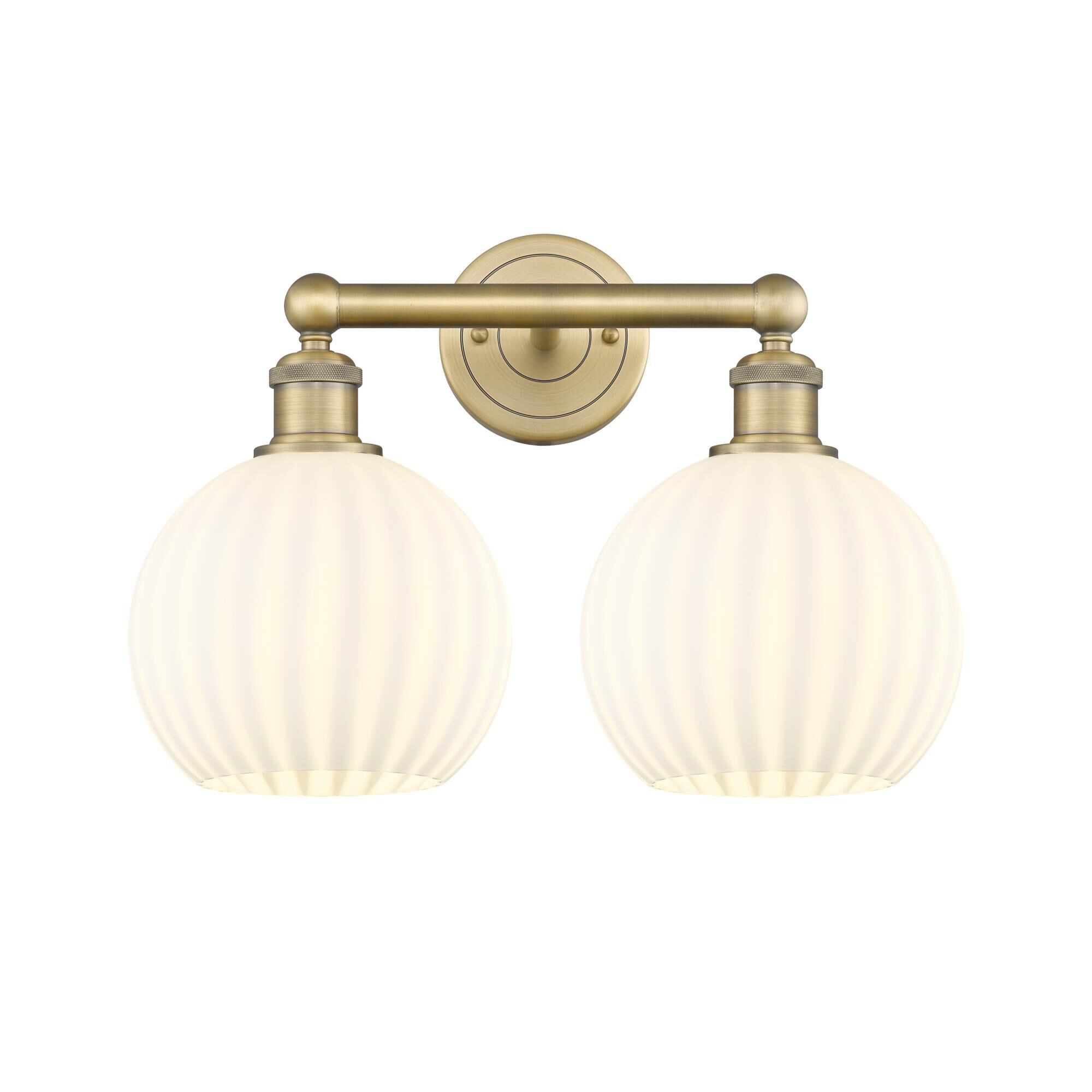 Shown in Brushed Brass finish and White Venetian glass