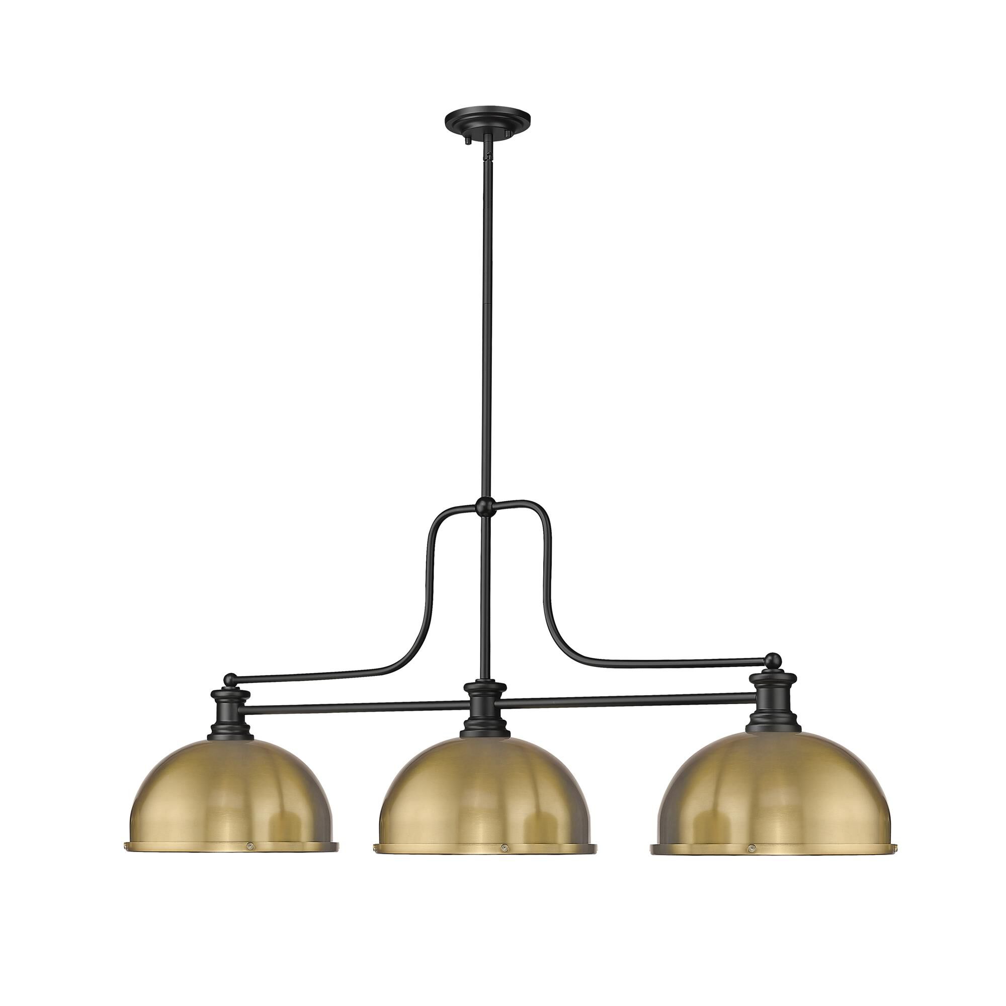 Shown in Matte Black finish and Heritage Brass shade