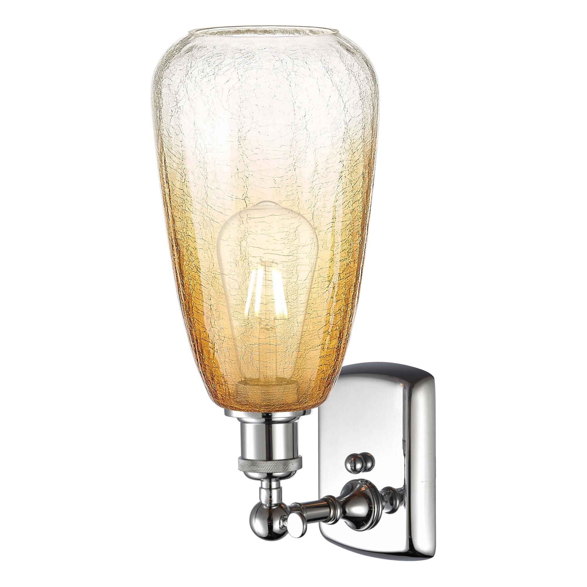 Shown in Polished Chrome finish and Amber glass