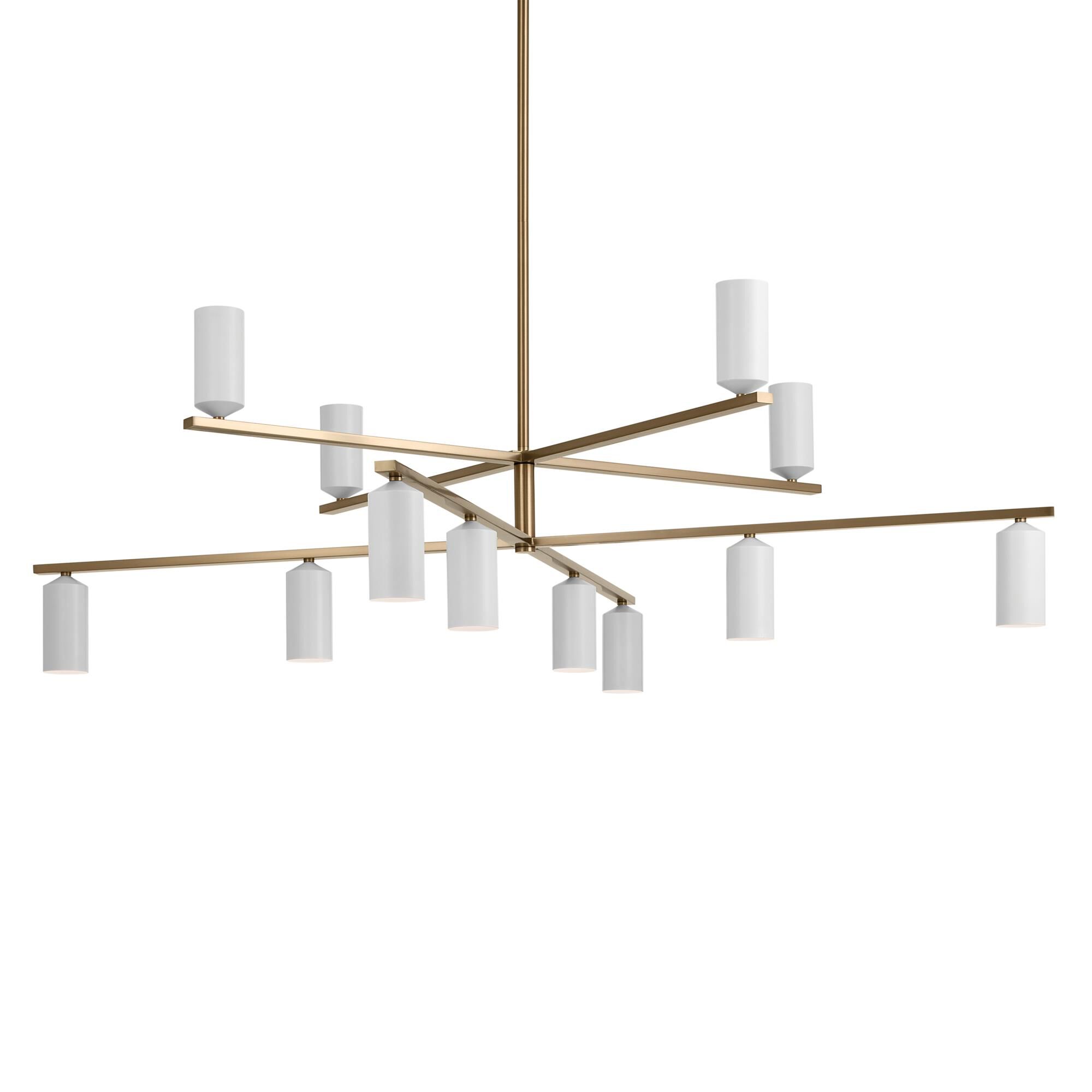 Shown in Champagne Bronze with White finish and Metal and Cylinder shade