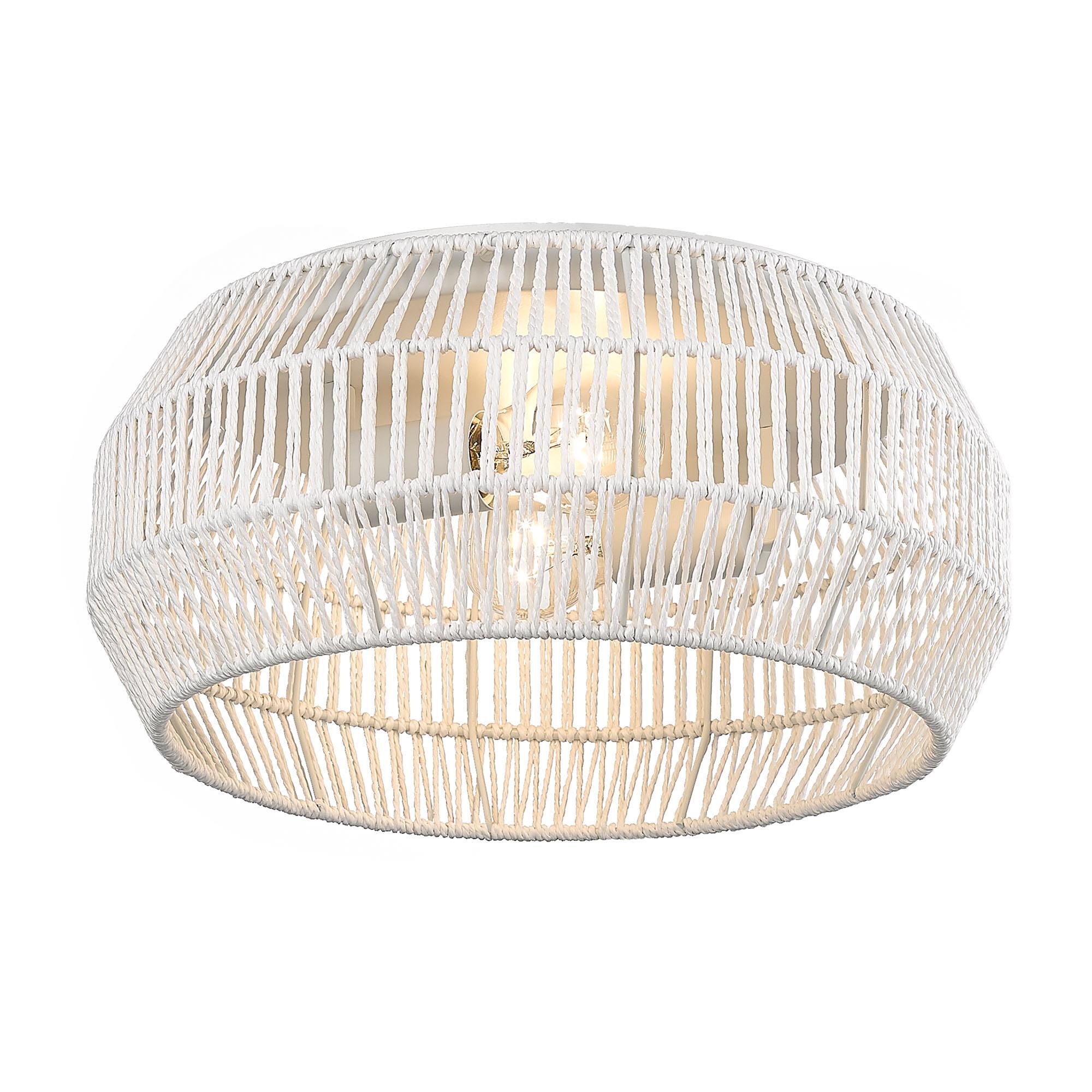 Shown in Matte White finish and Bleached White Raphia Rope shade