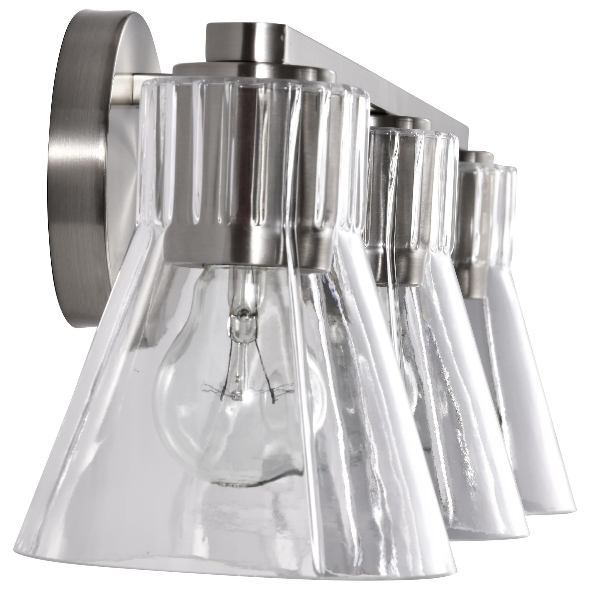 Shown in Brushed Nickel finish and Clear glass